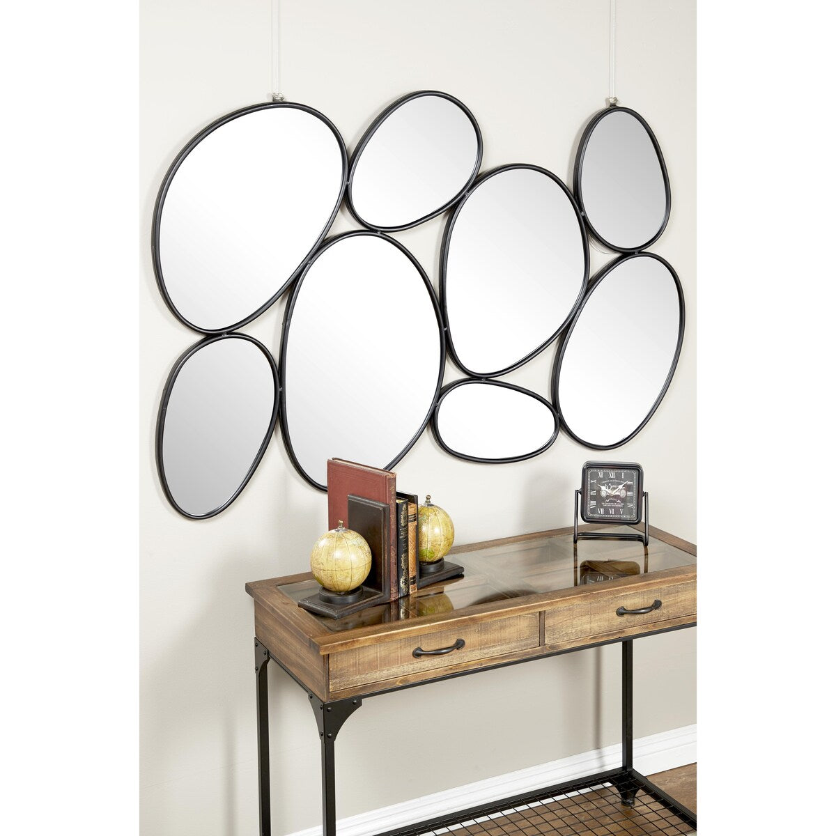 Metal Bubble Cluster Room Wall Mirror - Black - Roche River Decor