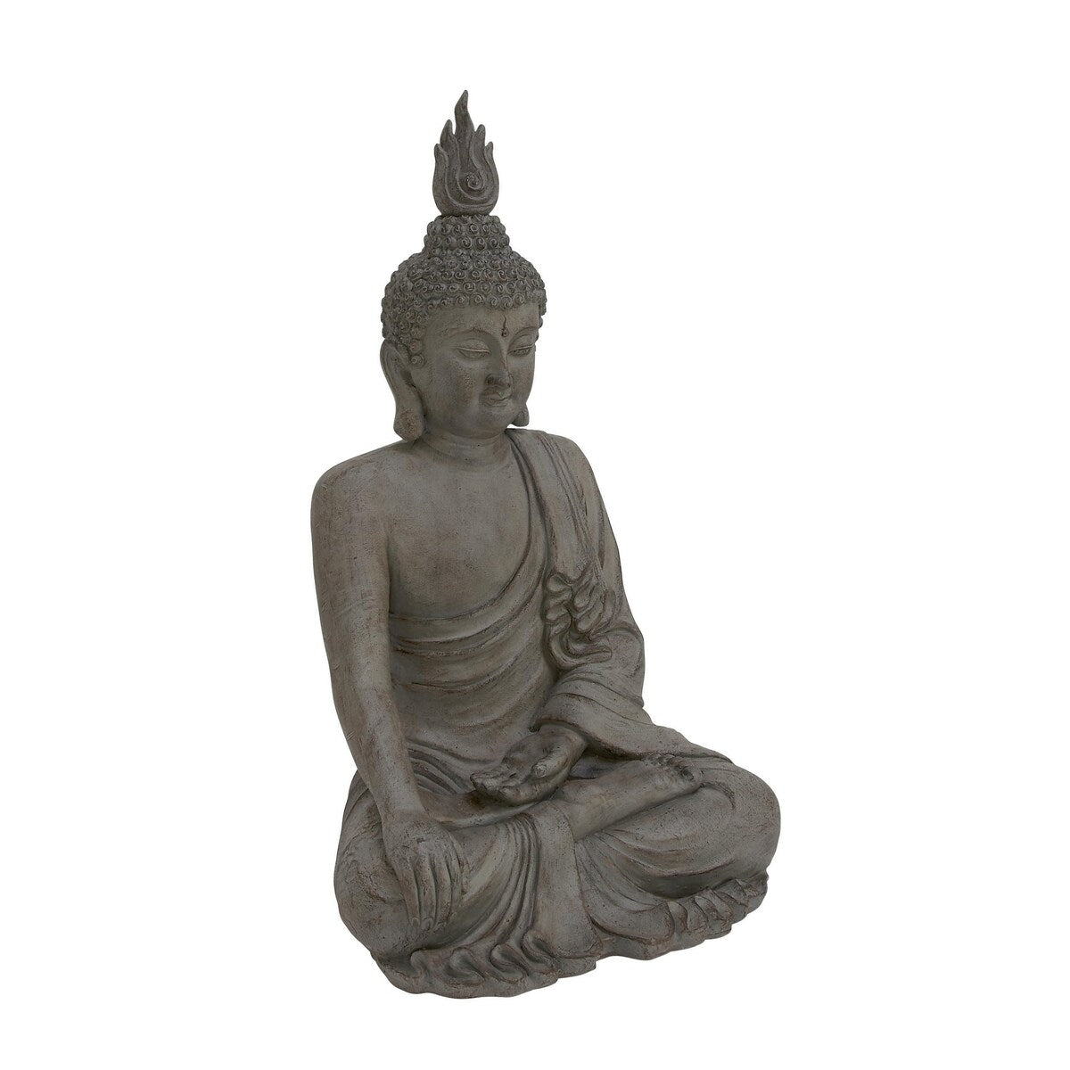 Polystone Buddha Meditating Decorative Sculpture with Engraved Carvings and Relief Detailing - Gray - Roche River Decor