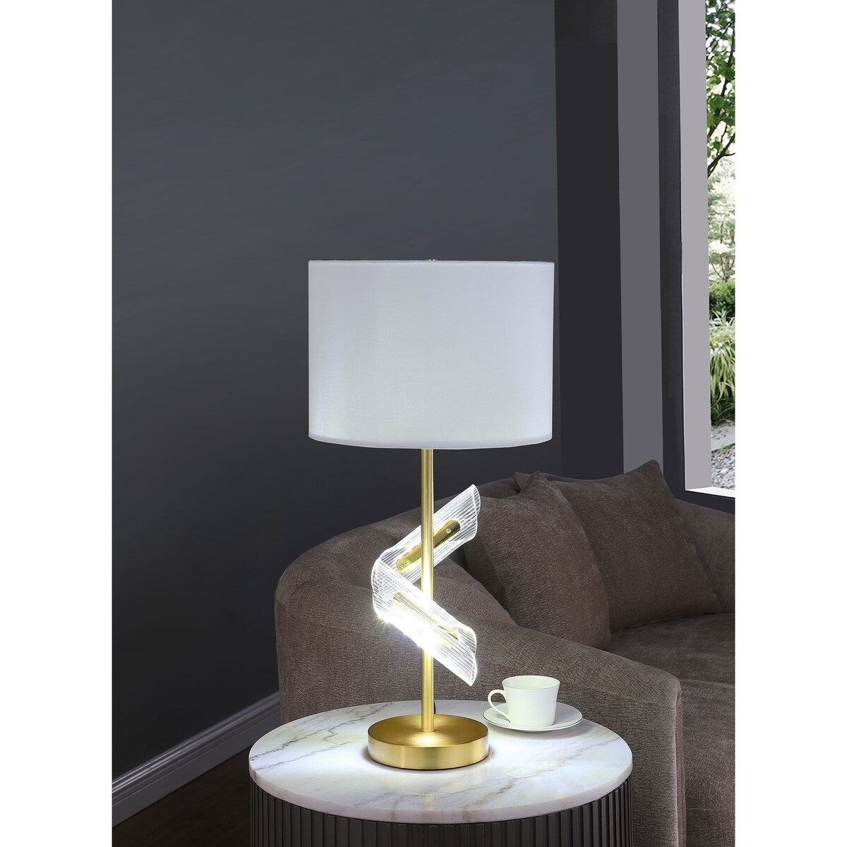 Kingsley 30-Inch Drum Shade Table Lamp Gold (Set Of 2)