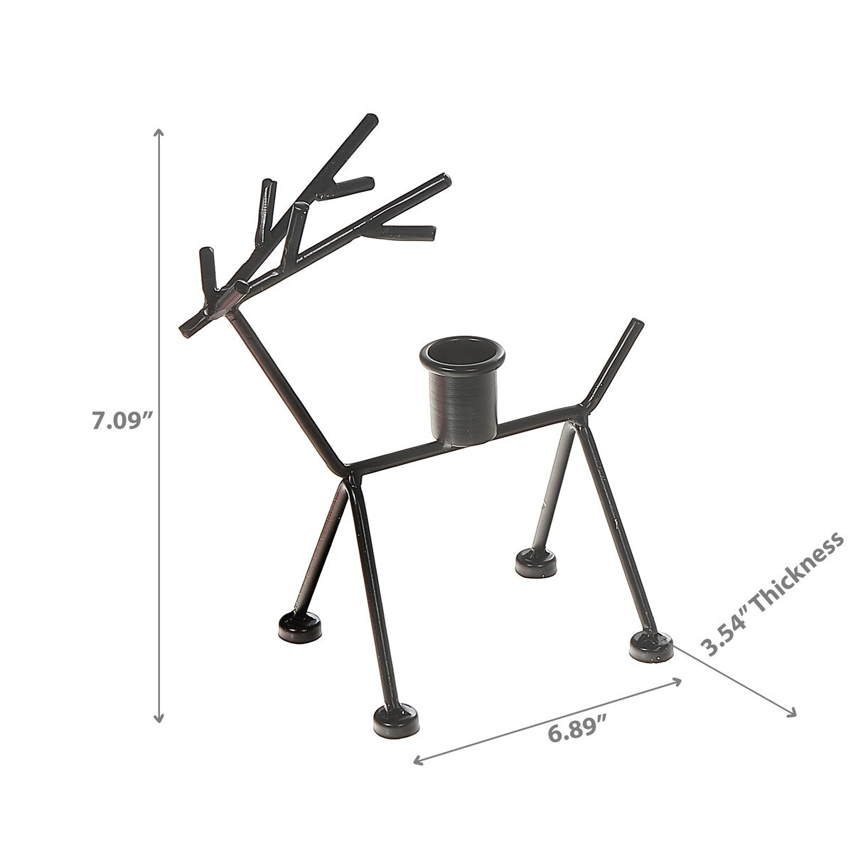 Black Metal Deer Taper Candleholder