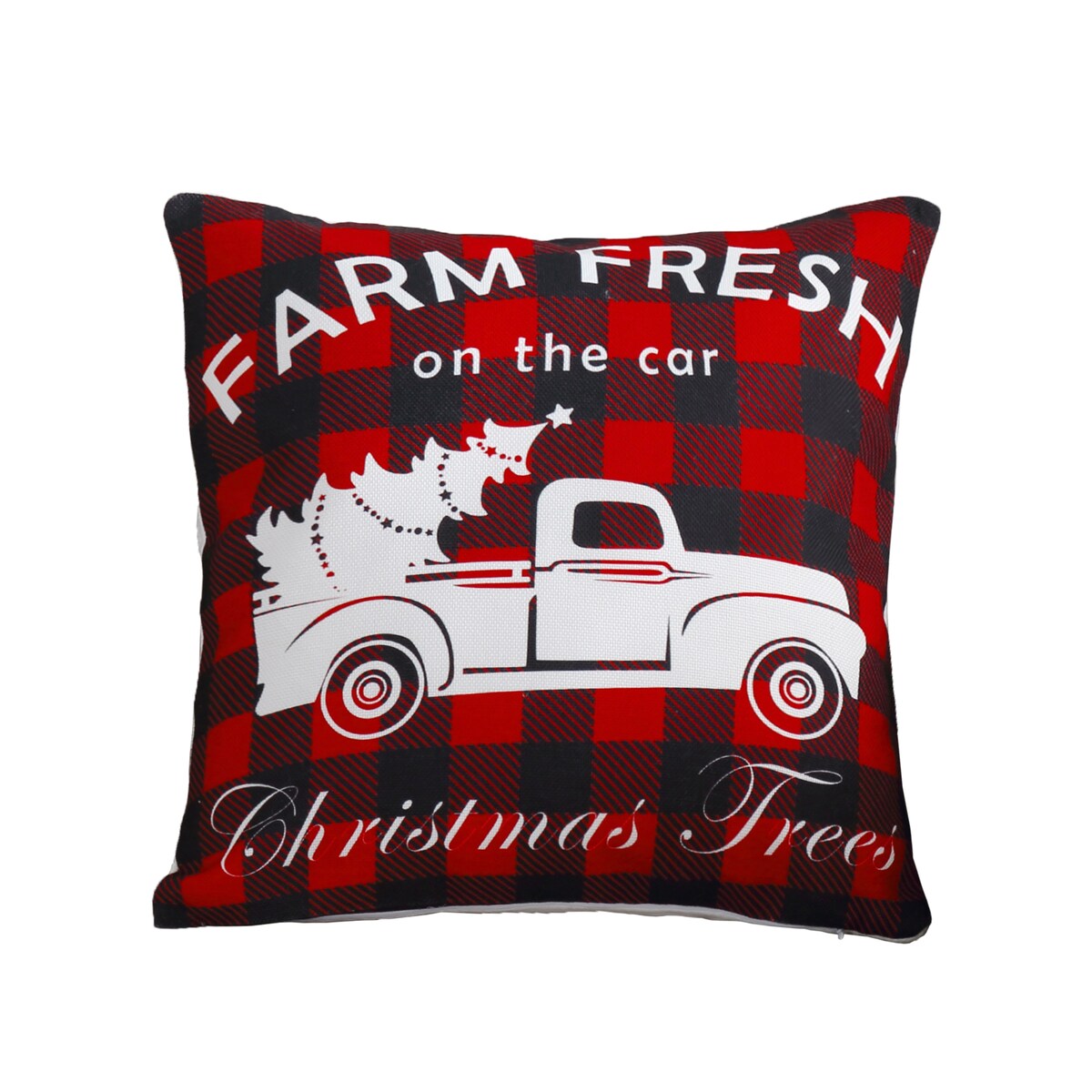 Marina Decoration Printed Christmas Cushion Cover Set Modern Decorative Throw Xmas Pack of 4 18x18 Inch, Rustic Red Black Plaid