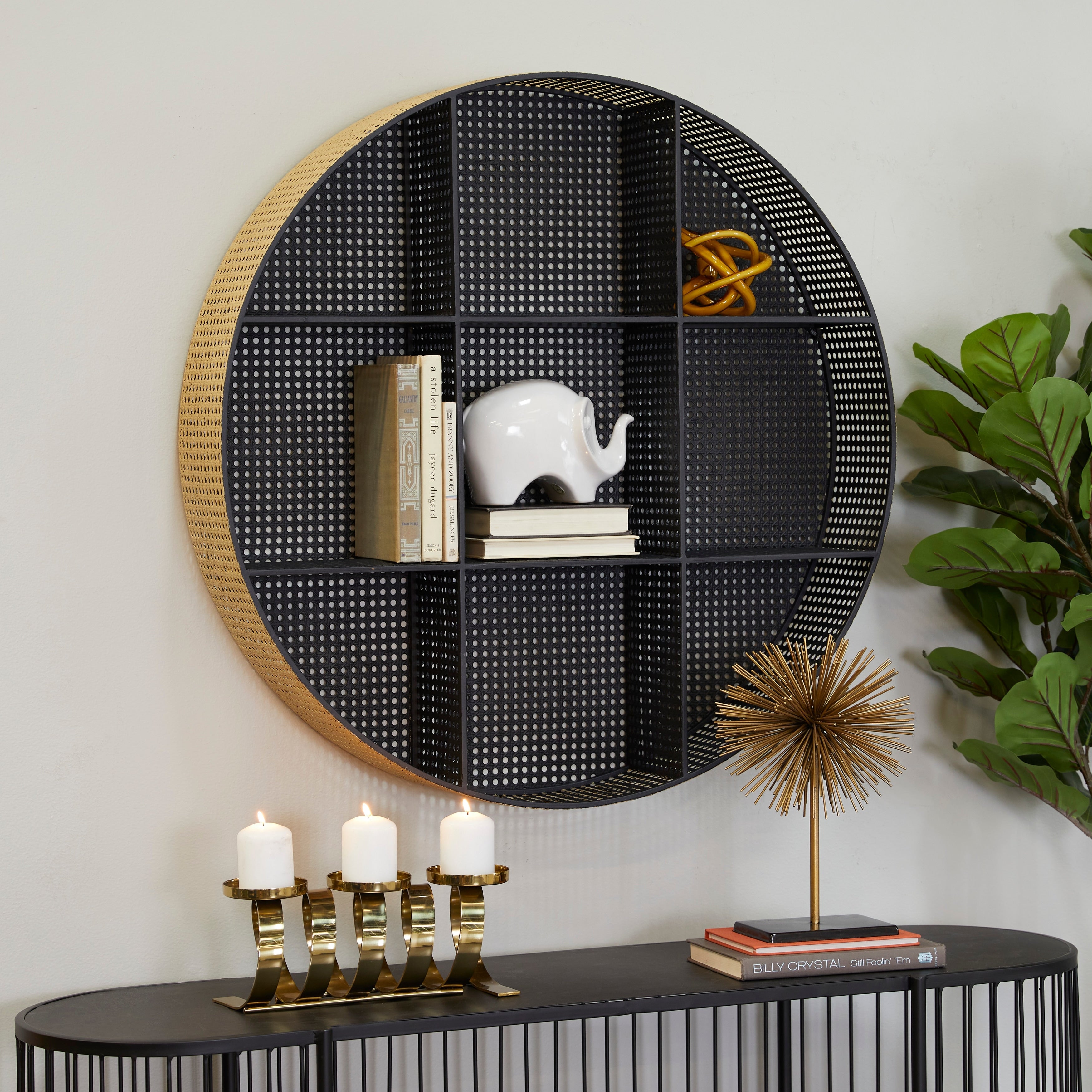 The Novogratz Black Metal Round 8 Cubbies Wall Shelf - 32W, 32H