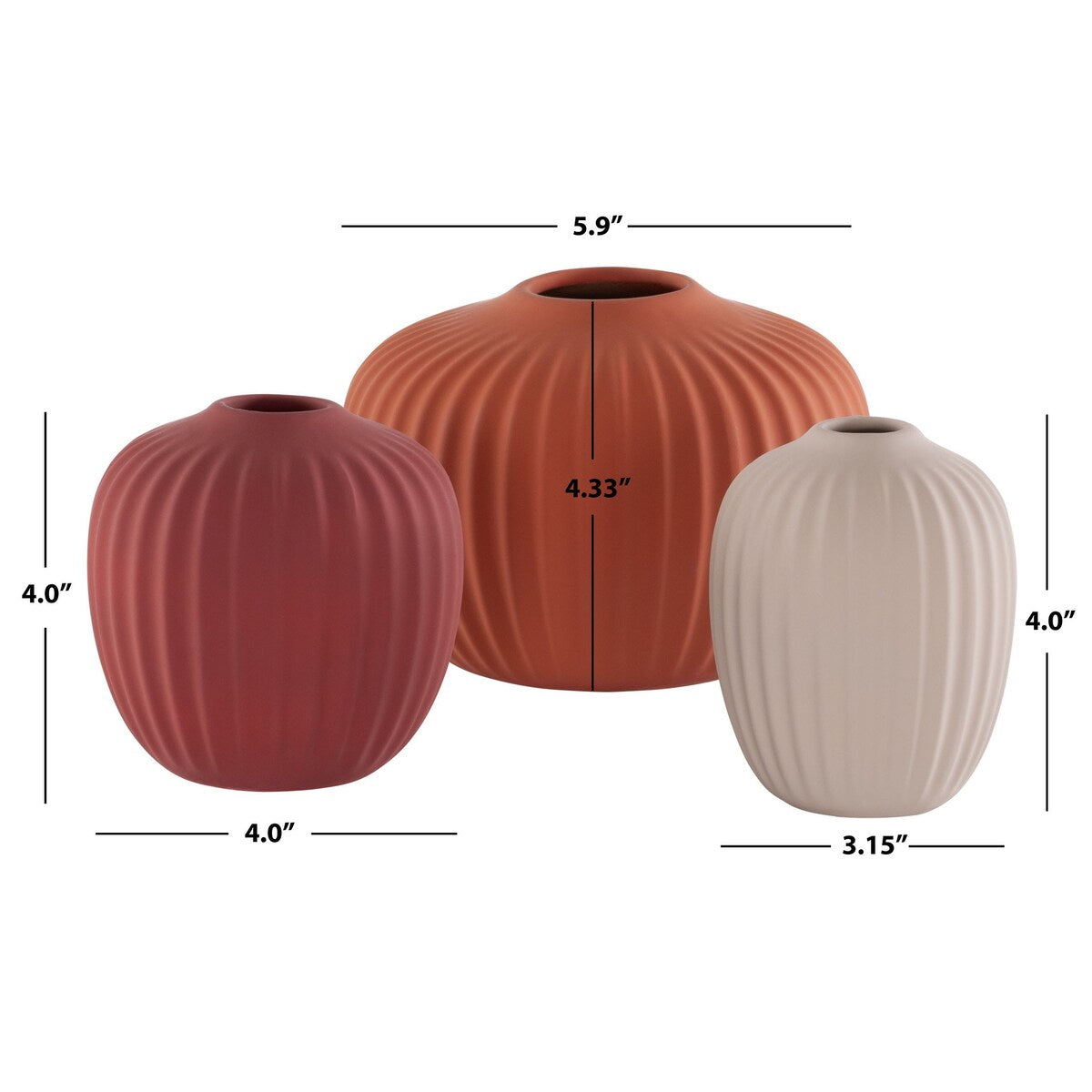 SAFAVIEH Home Jacie Ceramic Vase [SET of 3] - 6Wx6Dx4H