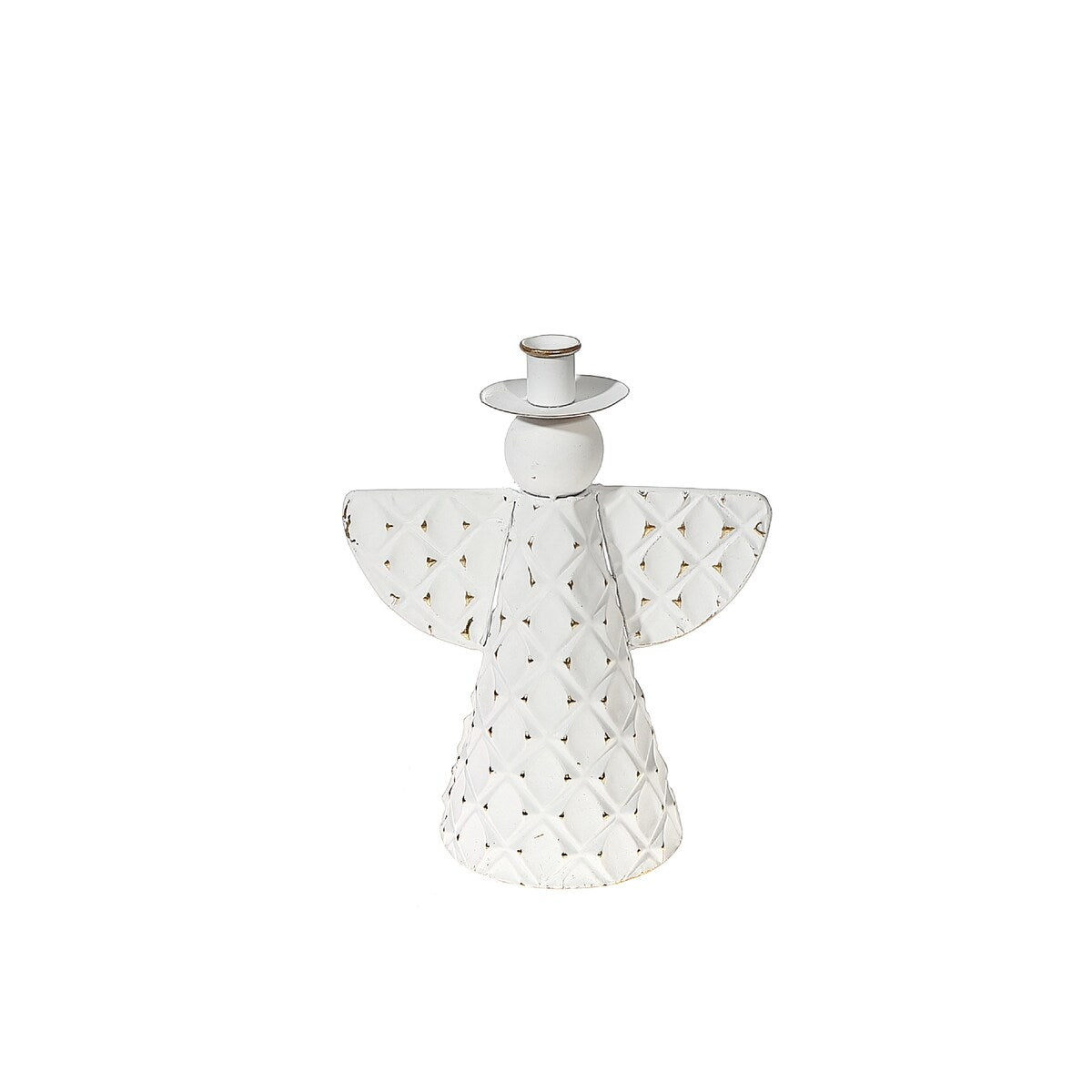 White And Gold Angel Metal Candle Holder Small - Multi