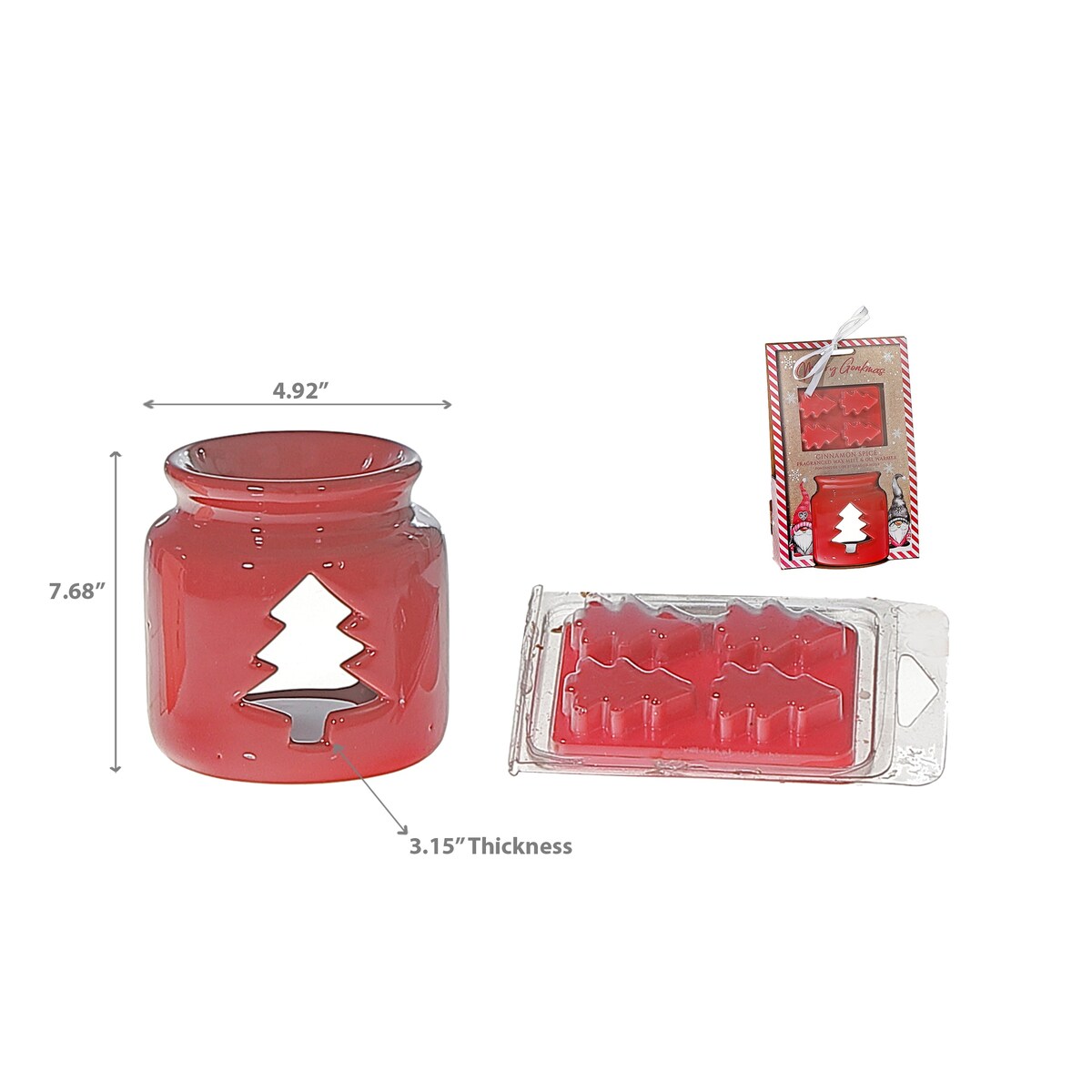 Ceramic Wax Melt Tree Burner Set Cinnamon Spice - Red