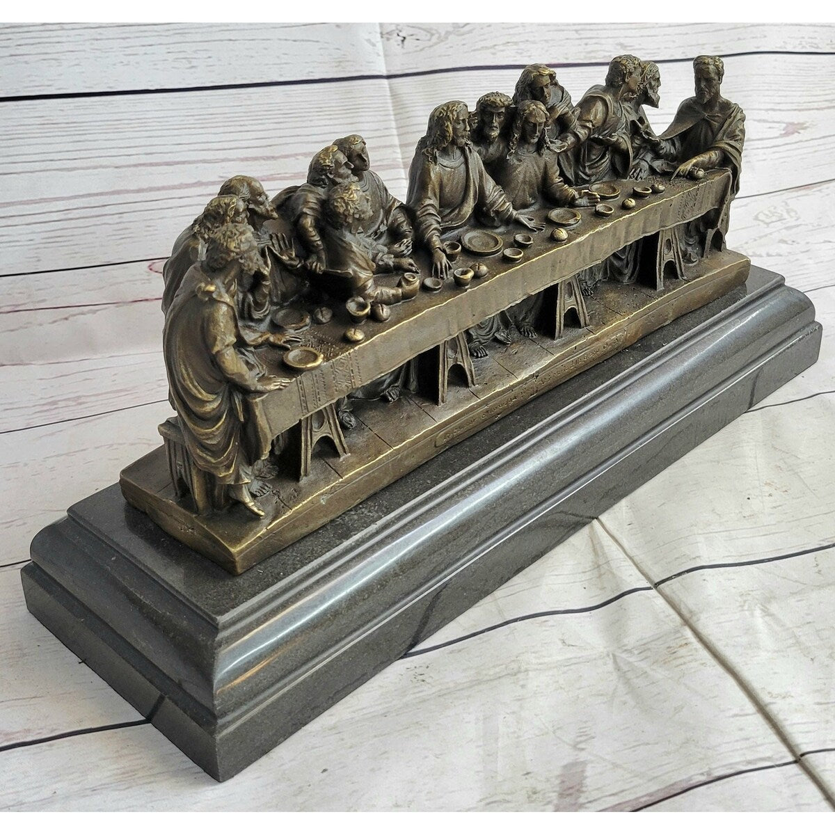 The Last Supper By Leonardo Da Vinci Bronze Sculpture Art Jesus Christ Christian 7 Inches X 15 Inches