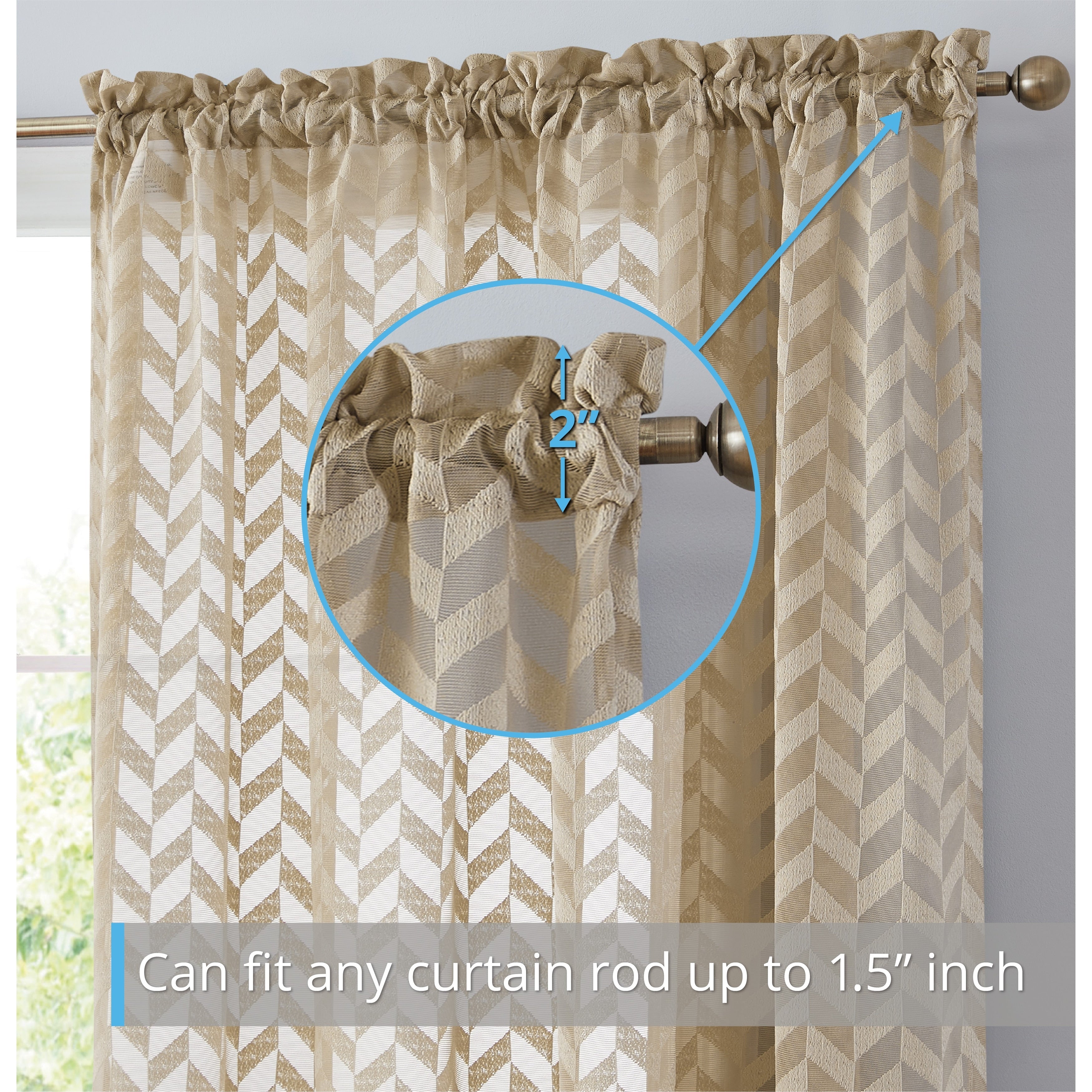 HLC.me Herringbone Lace Thick Semi Sheer Premium Grommet Top Window Curtain Panels Kids Room & Bedroom - Set of 2 Panels