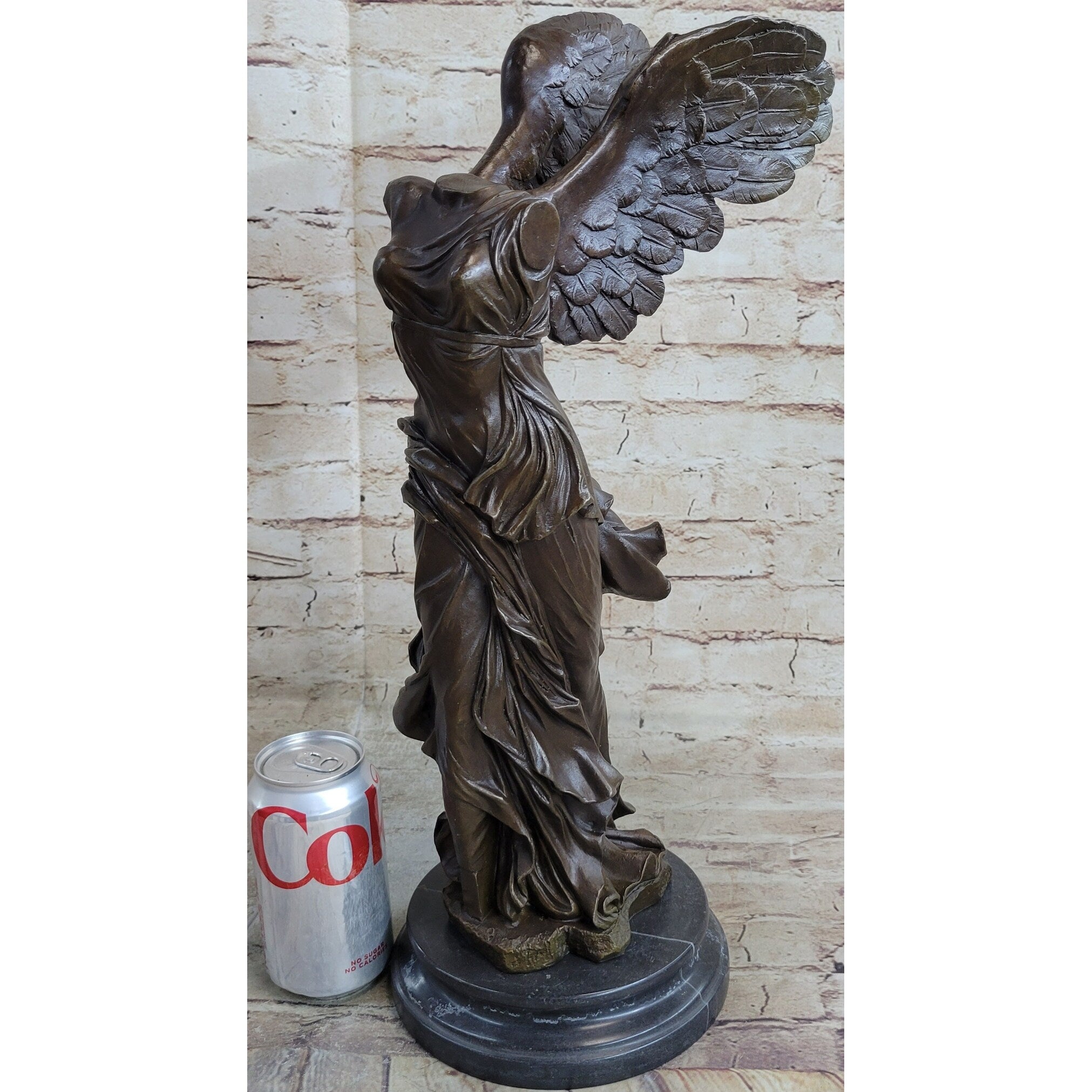 Winged Nike Samothrace Bronze Sculpture Marble Base Hot Cast Figurine Figure Art