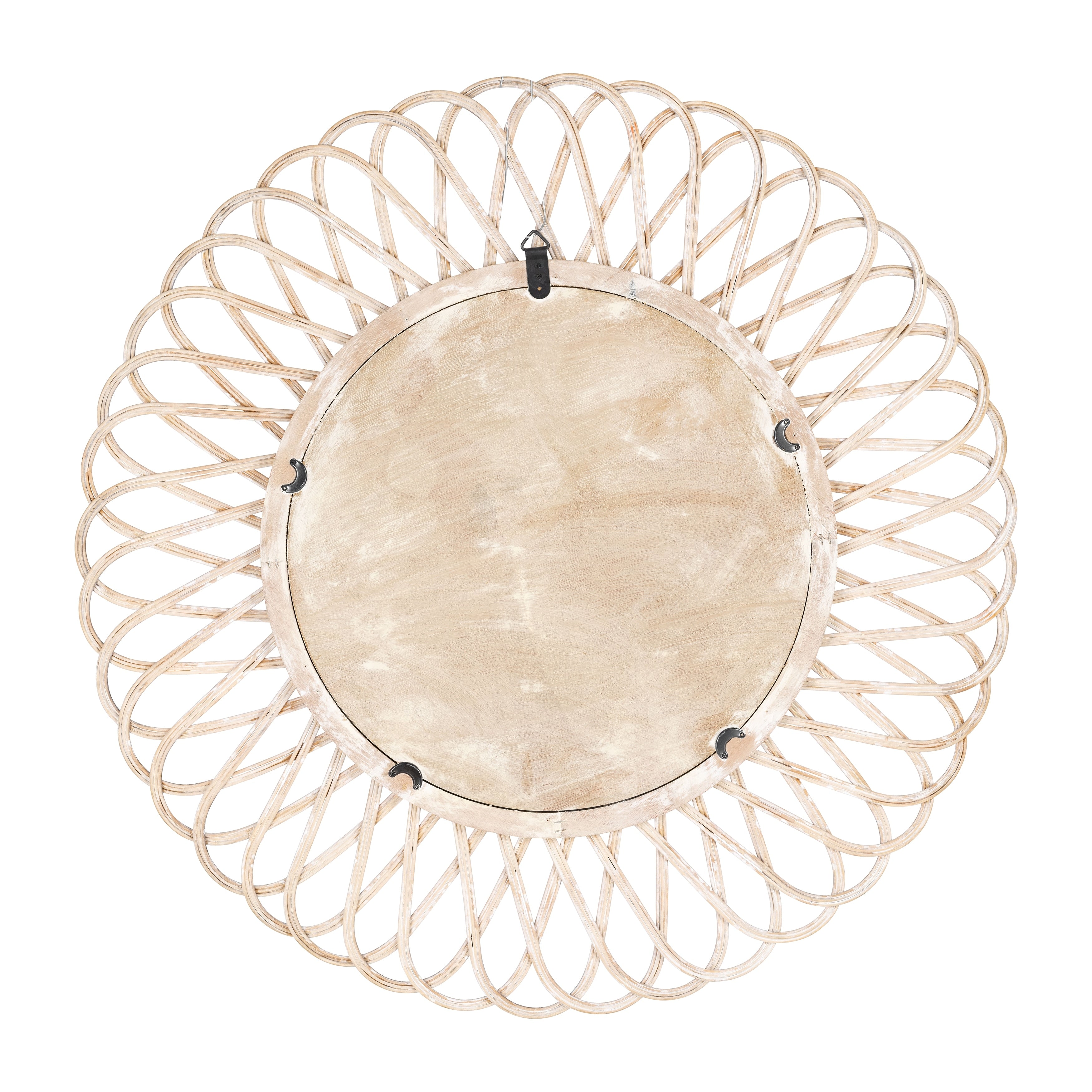 Sagebrook Home 35 Diameter Daisy Mirror, Natural Color Wicker Decorative Accent Mirror, Hanging Round Mirror - 35 x 35 x 2