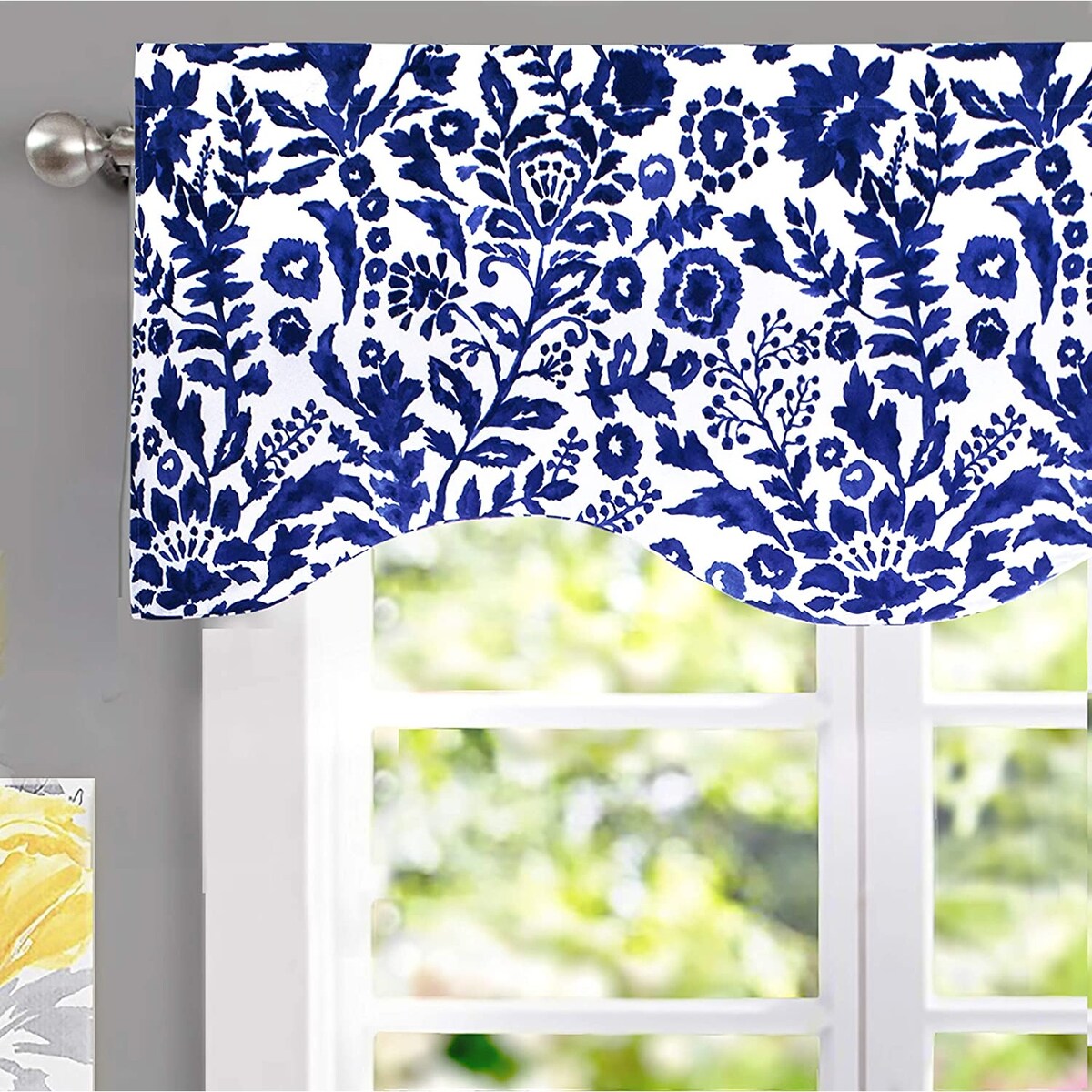 DriftAway Julia Scalloped Edge with Selfcord Lined Window Curtain Single Swag Valance - 52 width x 16  length