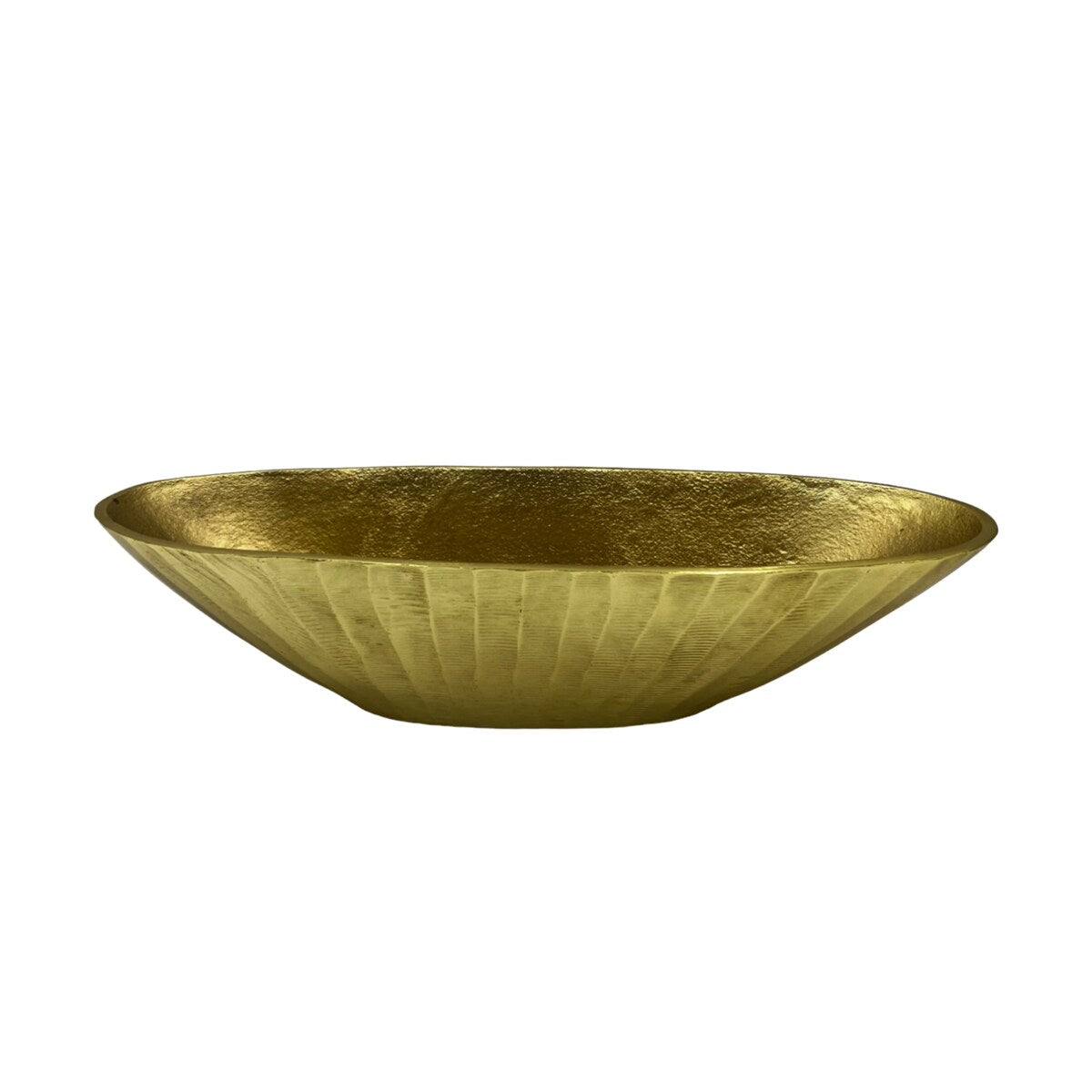 16 Inch Wide Decorative Handmade Aluminum Modern Oval Bowl - 16 x 5 x 4 in