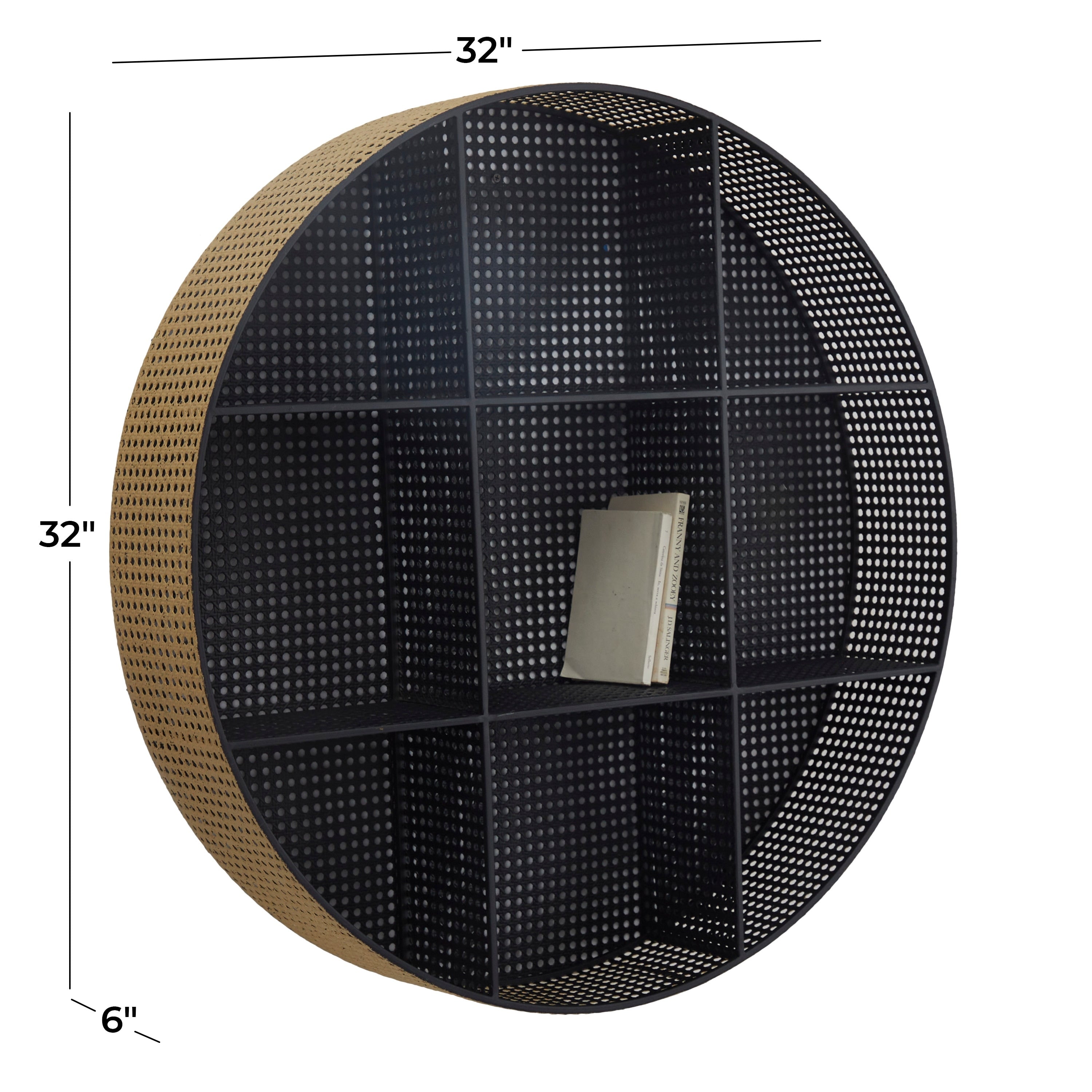 The Novogratz Black Metal Round 8 Cubbies Wall Shelf - 32W, 32H