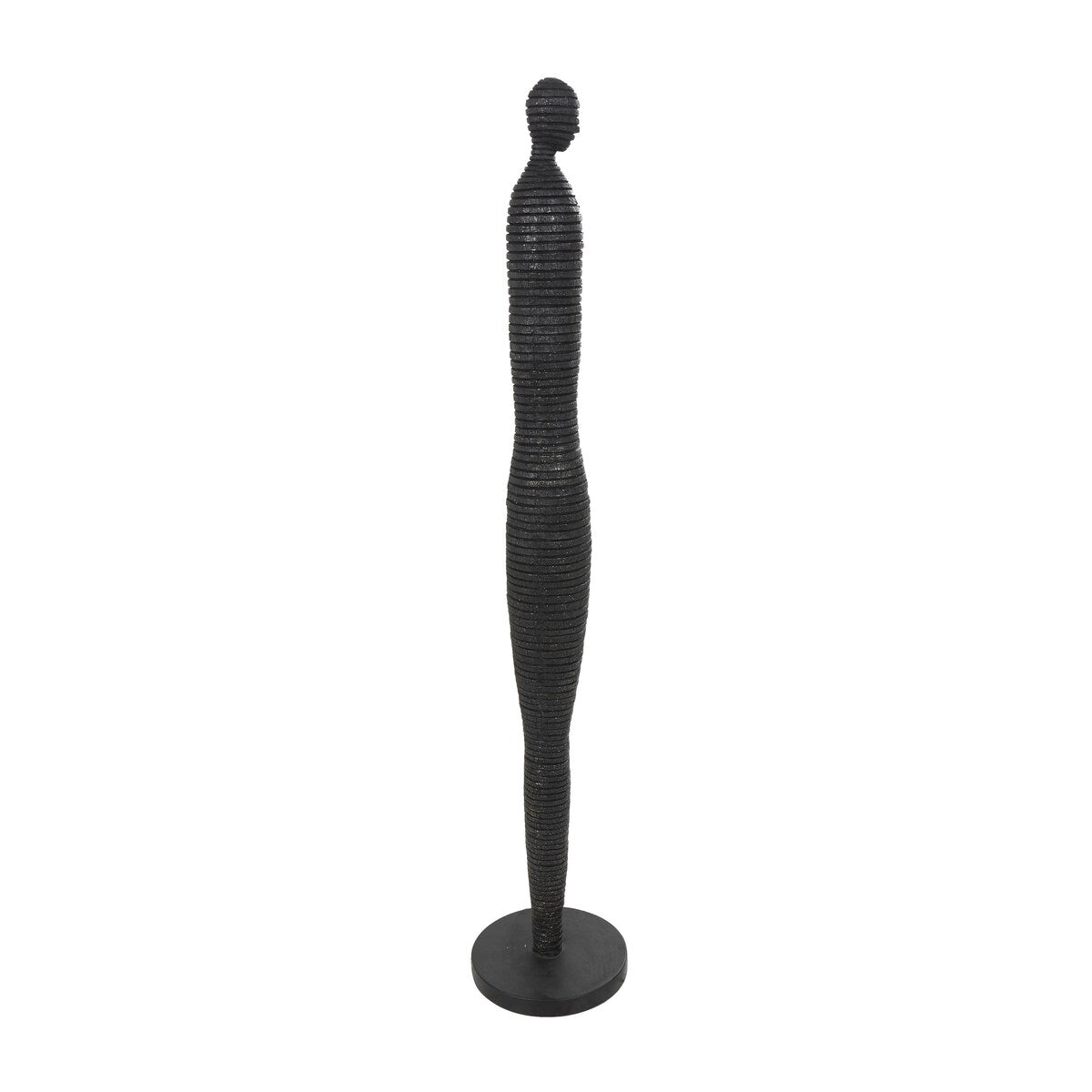 Polystone People Tall Slim Figure Decorative Sculpture with Ribbed Body and Glitter Accents - Black - Roche River Decor