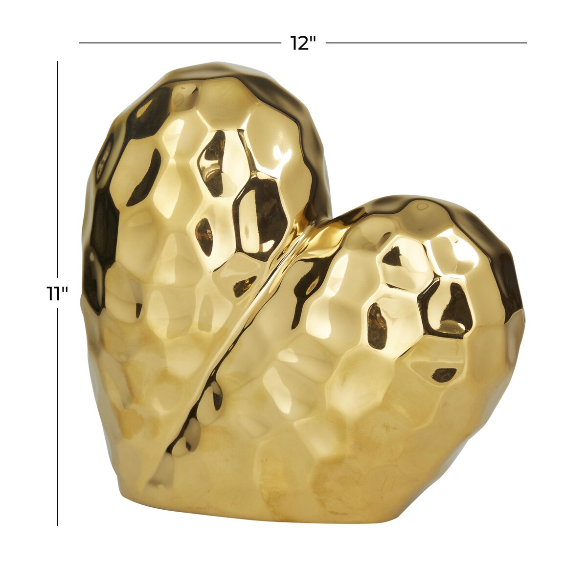 Porcelain Ceramic Heart Dimensional Angled Origami Inspired Sculpture - Gold, Silver, White or Black - Roche River Decor