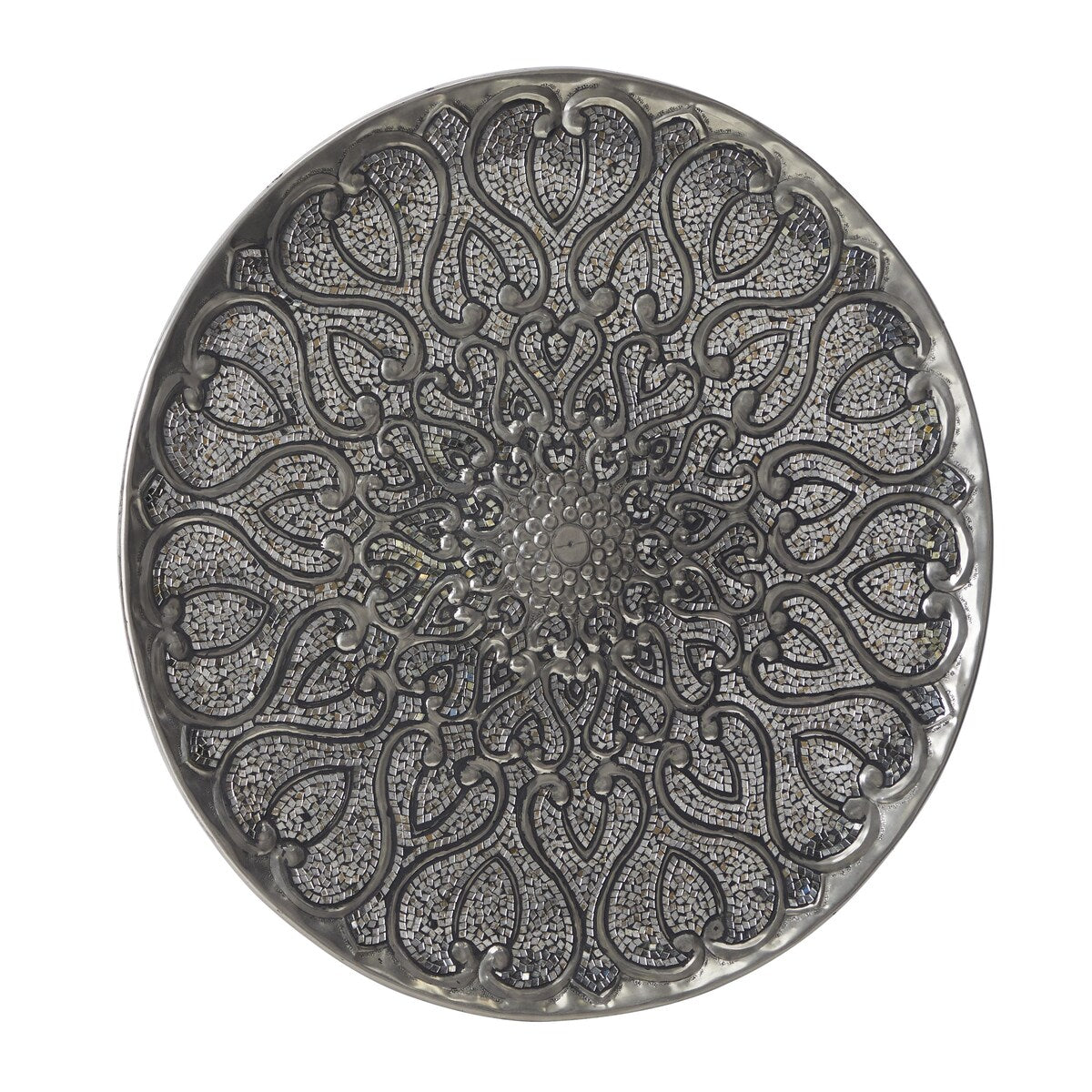 Metal Plate Home Wall Decor with Embossed Details - Silver - Roche River Decor