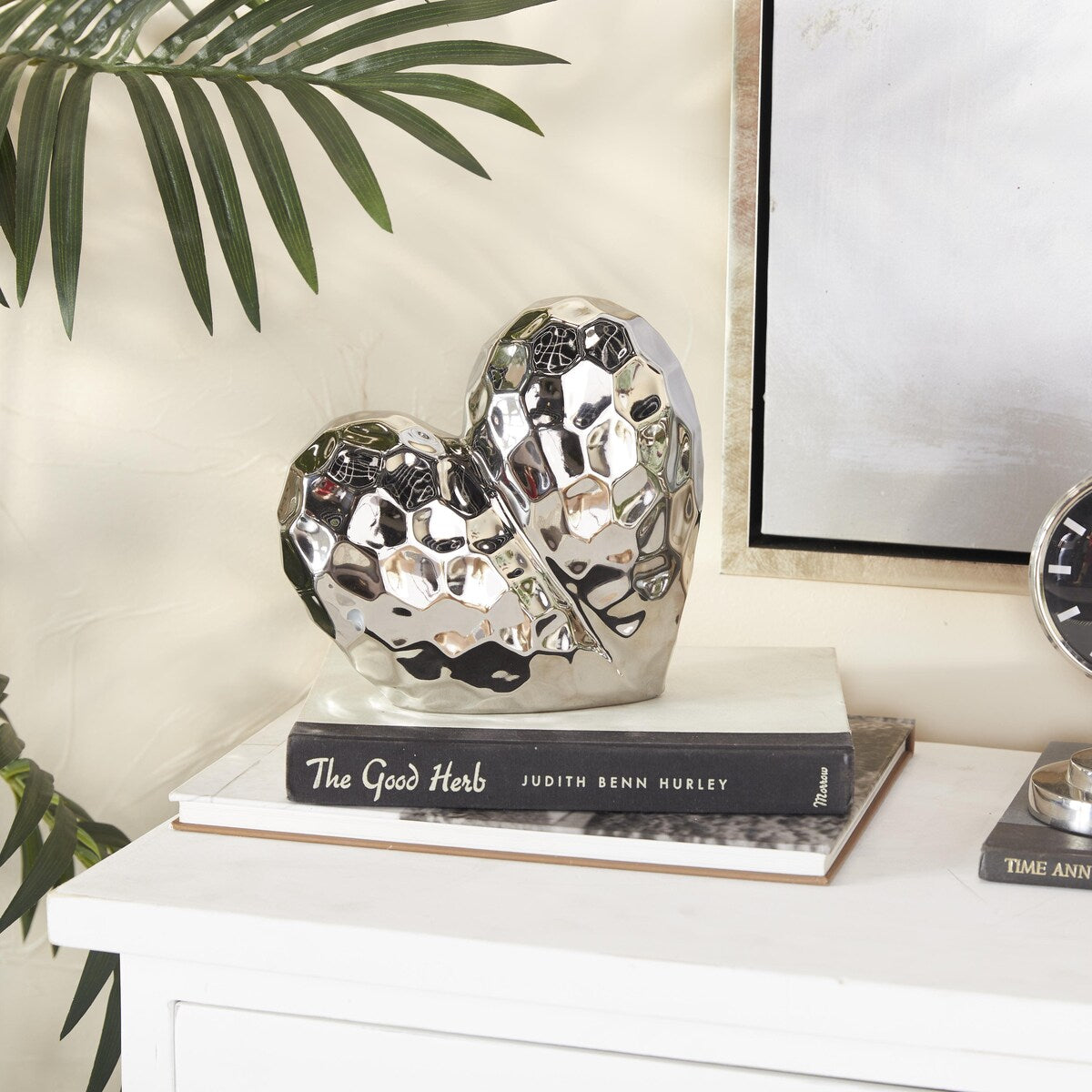 Porcelain Ceramic Heart Dimensional Angled Origami Inspired Sculpture - Gold, Silver, White or Black - Roche River Decor