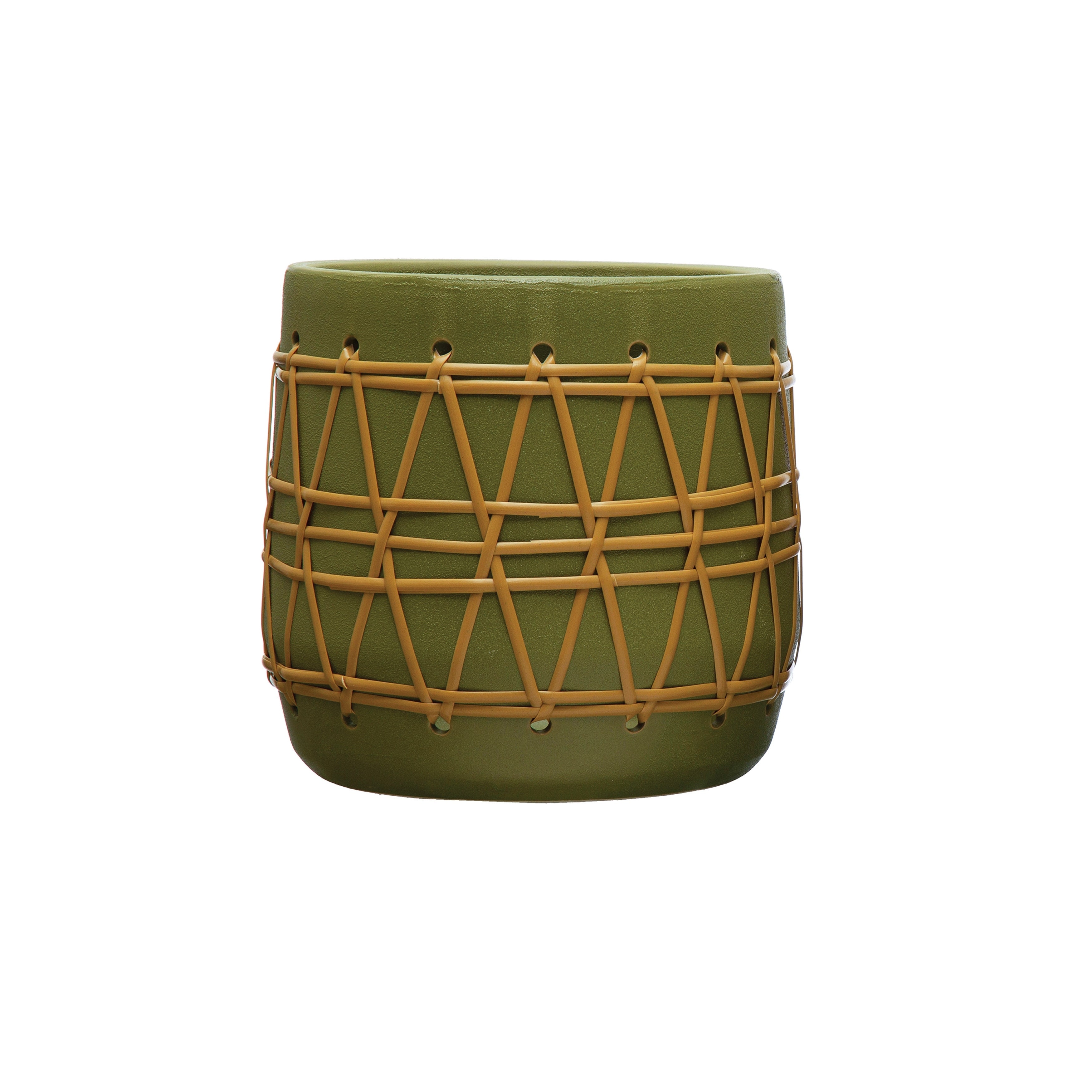 Stoneware Planter with Woven Design - 10.4L x 10.4W x 9.9H