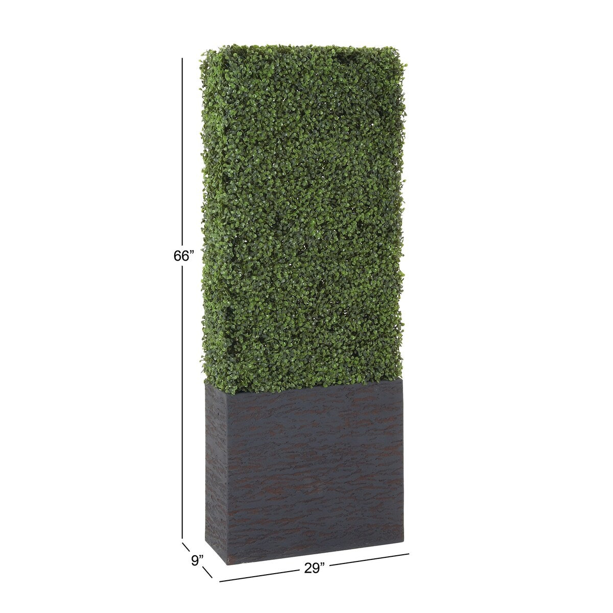 Faux Foliage Boxwood Hedge Tall Topiary with Realistic Leaves and Black or White Planter Box - Green - Roche River Decor