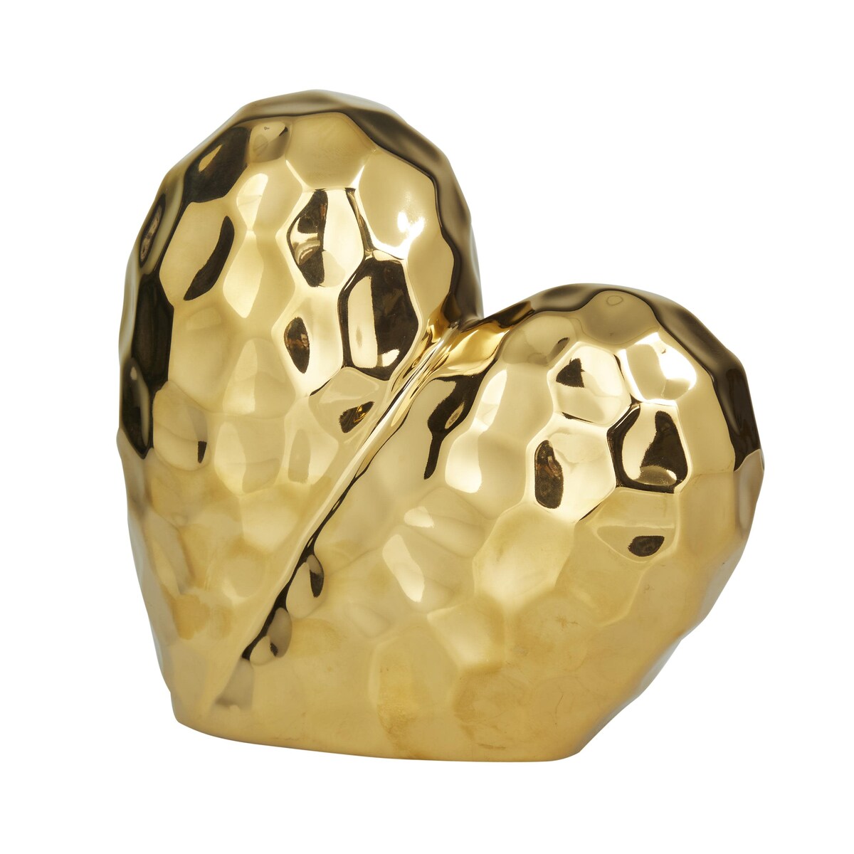 Porcelain Ceramic Heart Dimensional Angled Origami Inspired Sculpture - Gold, Silver, White or Black - Roche River Decor