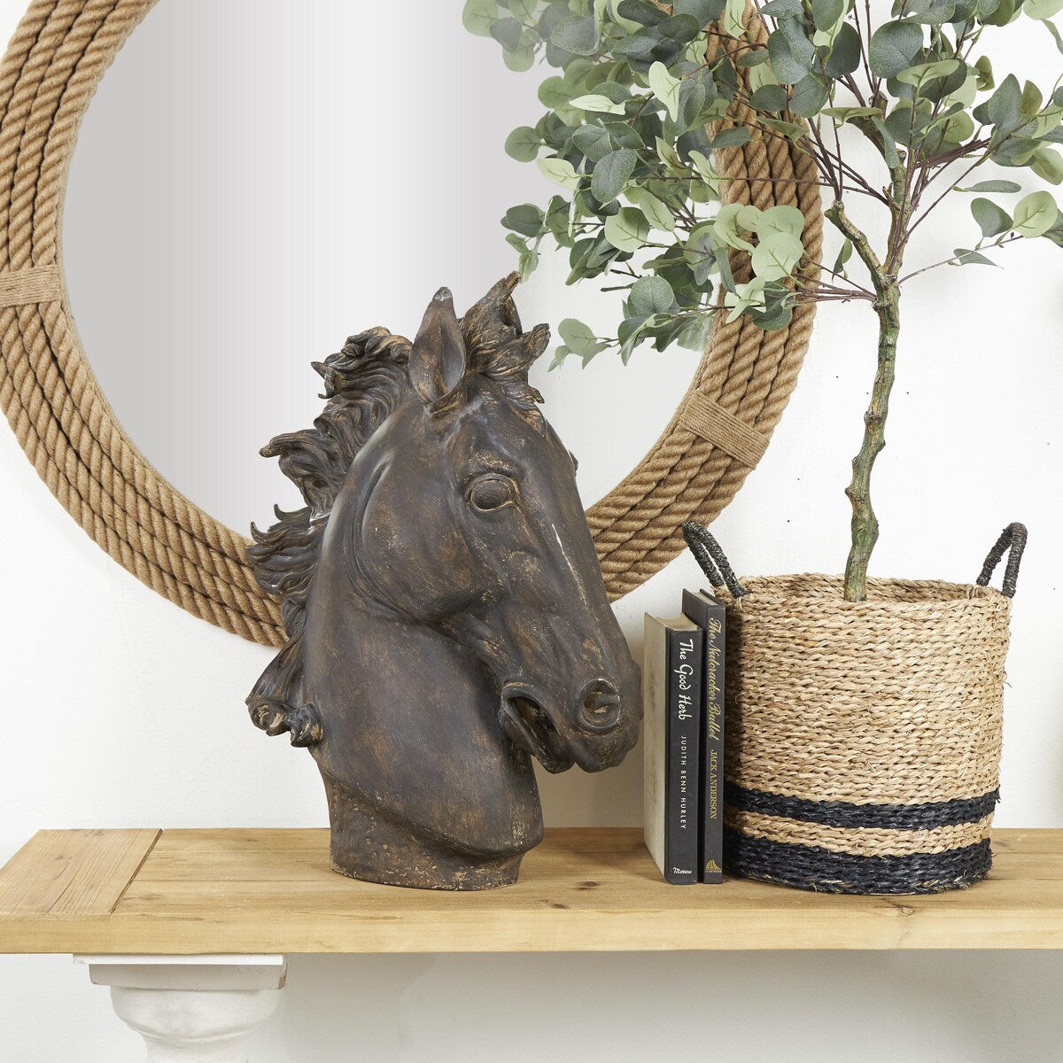 Polystone Horse Decorative Sculpture - Brown - Roche River Decor