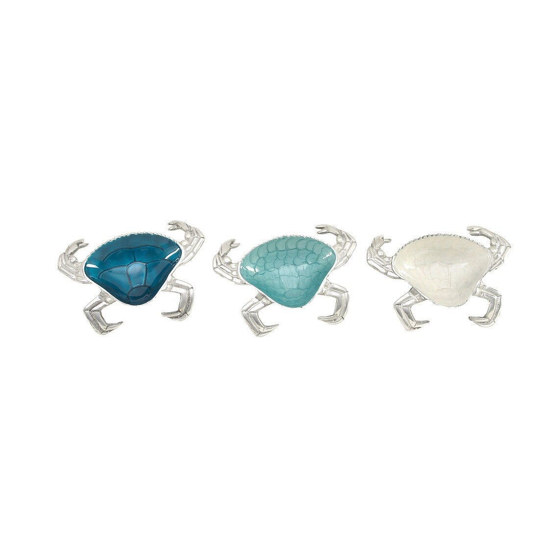 Multi Colored Aluminum Metal Crab Serving Bowl with Enamel Interior (Set of 3)