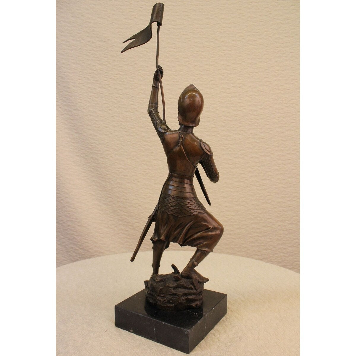 23 Inches Tall French Joan Of Arc Bronze Marble Sculpture Art Statue Figure Figurine