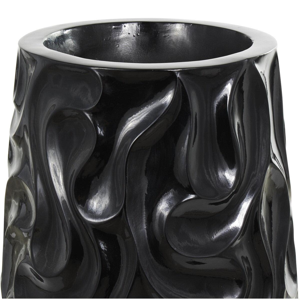 Resin Wave Inspired Textured Decorative Vase - White or Black - Roche River Decor