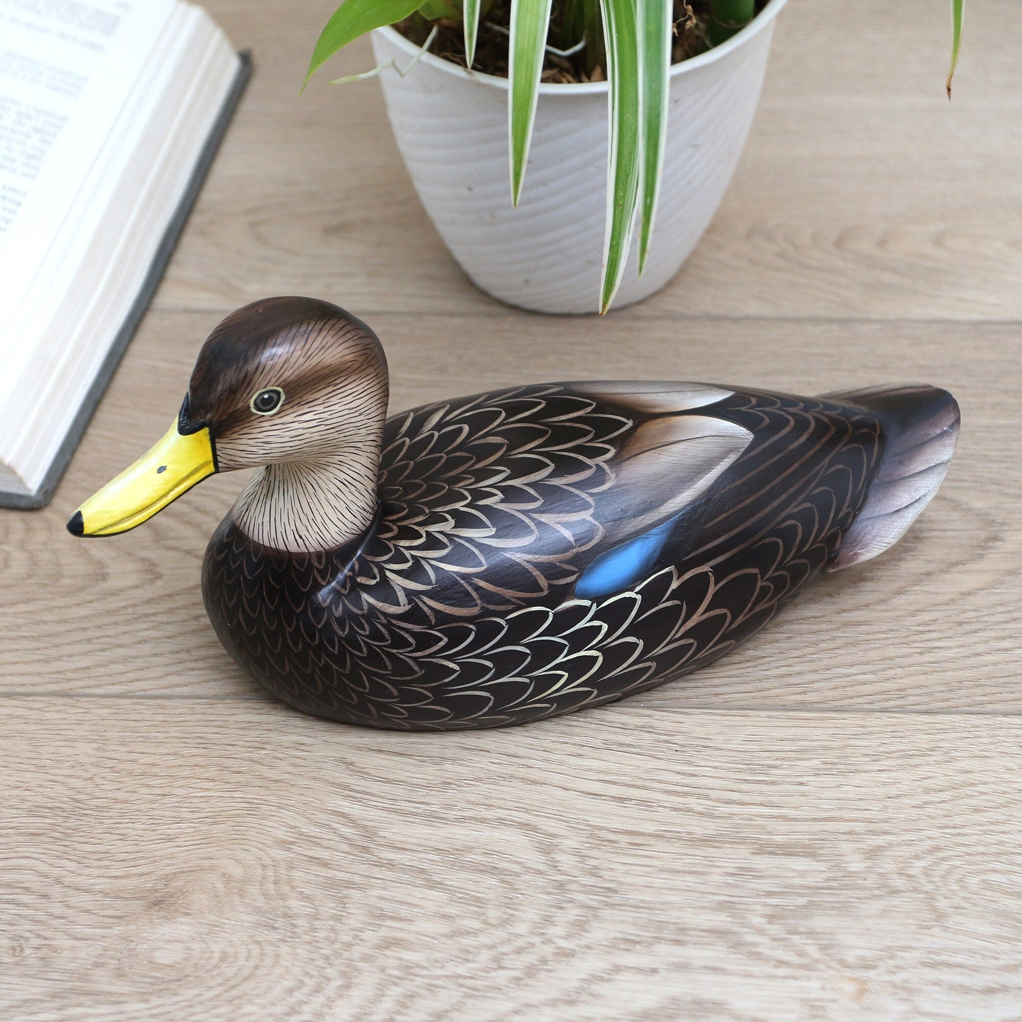 Novica Handmade Blue-Winged Teal Wood Statuette