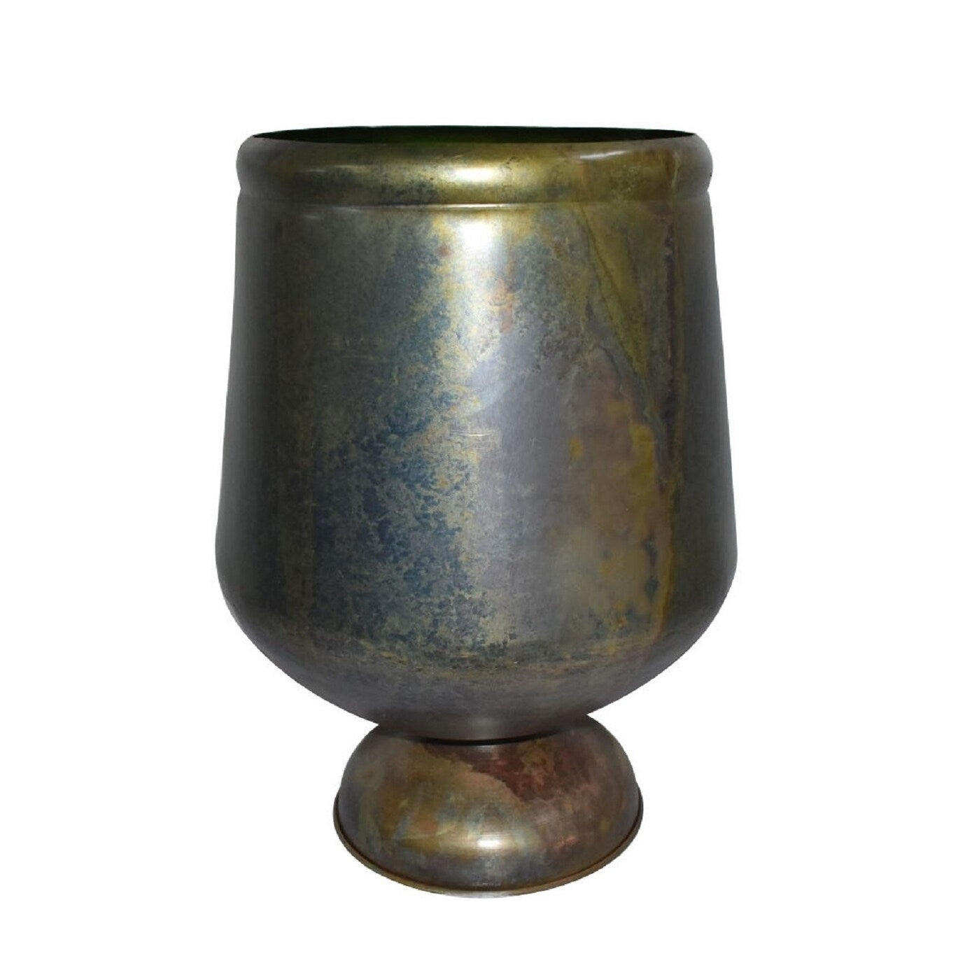 Large Iron Urn 21H Brass Patina - Aged Brass Patina