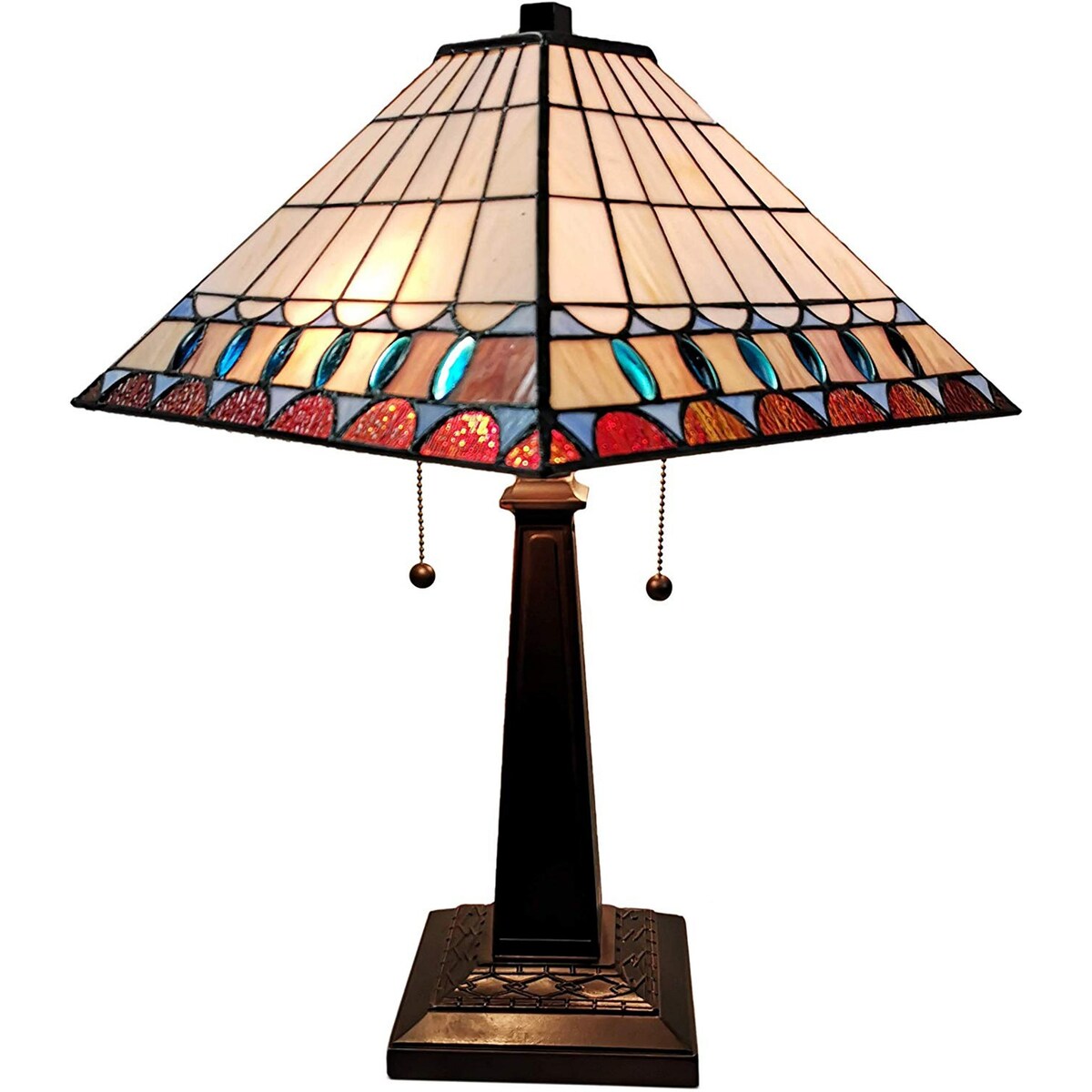 Tiffany Style Mission Jeweled Table Lamp Amora Lighting