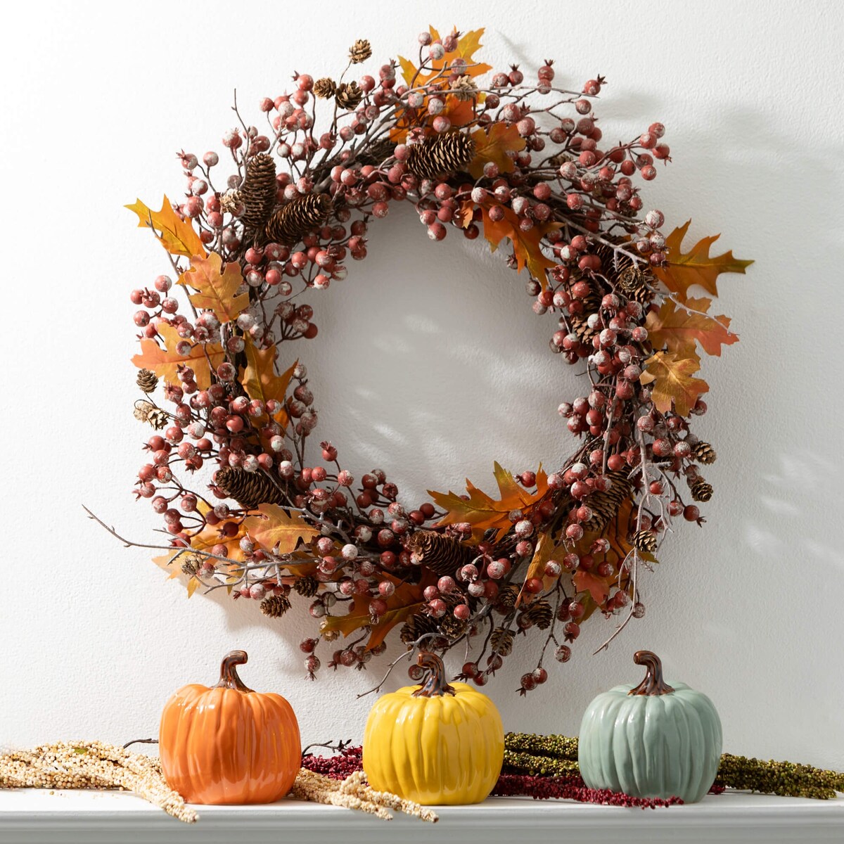 Sullivans Artificial Rustic Fall Berry Leaf Wreath