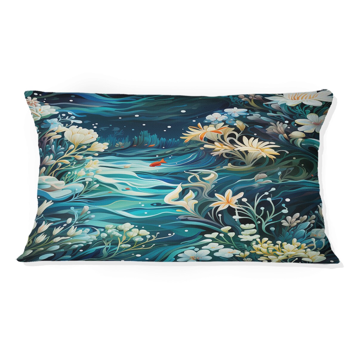 Designart Oceanic Dreamscape Tropical Pattern I Coastal Printed Throw Pillow