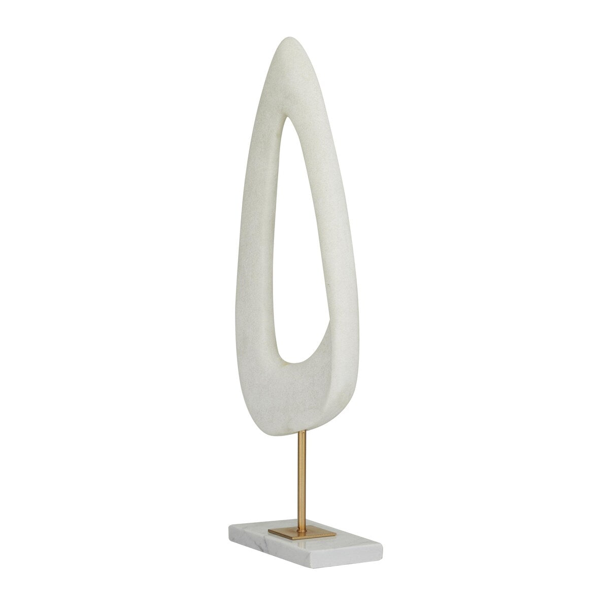 Polystone Abstract Cut-Out Decorative Sculpture with Marble Stand - White - Roche River Decor