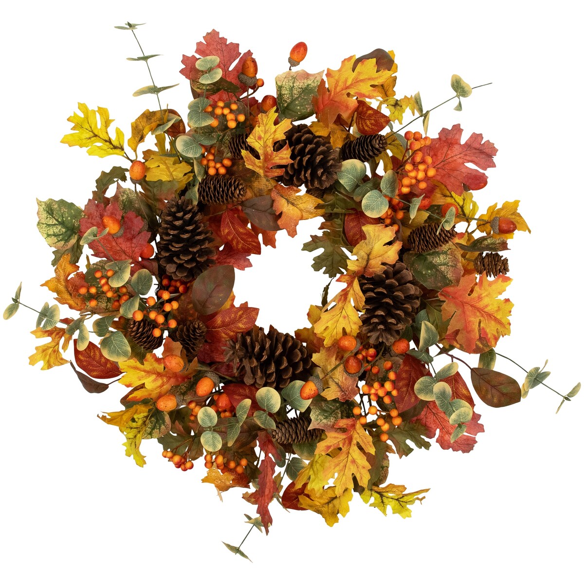 Berries and Pinecones Artificial Fall Harvest Wreath - 26 - Unlit