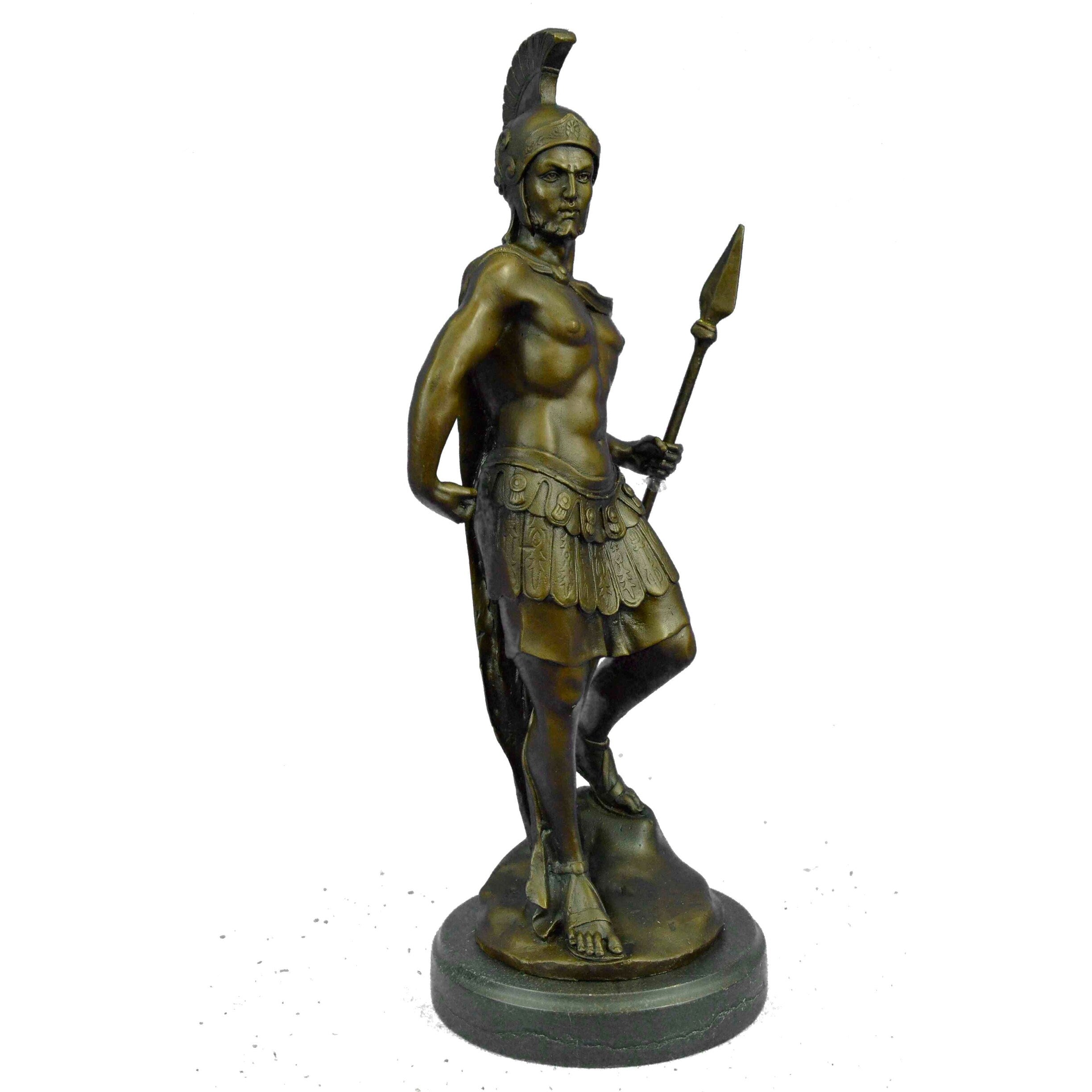 Vintage Signed Knight Warrior Bronze Statue Dalou Deco Sculpture Figurine Art