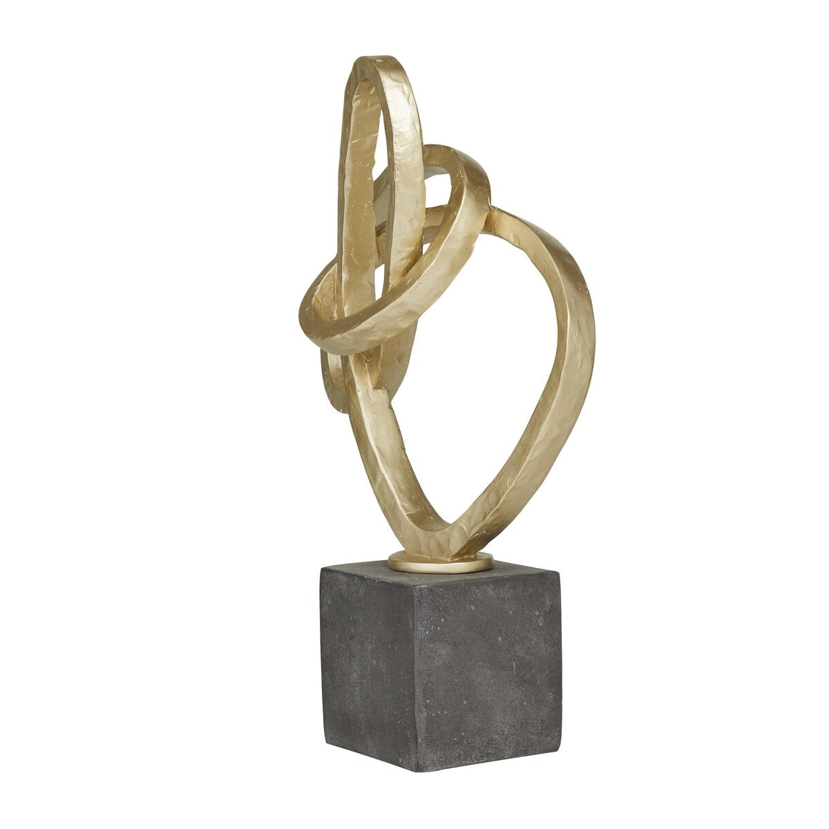 Polystone Abstract Link Decorative Sculpture with Black Base - Gold - Roche River Decor