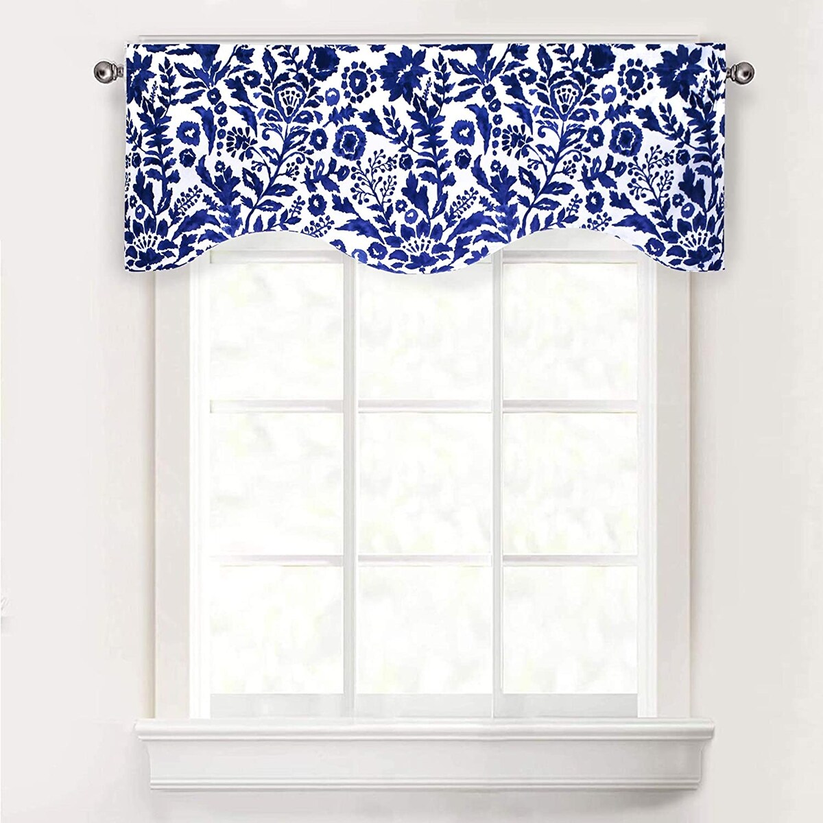 DriftAway Julia Scalloped Edge with Selfcord Lined Window Curtain Single Swag Valance - 52 width x 16  length