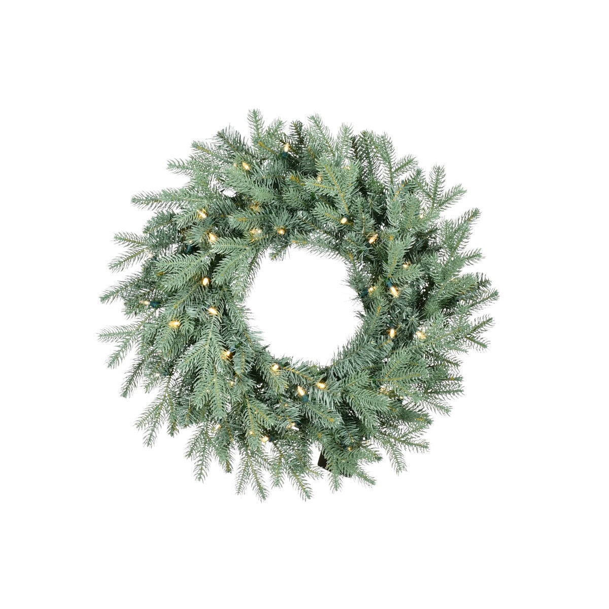 24 in. Pre Lit Warm White LED Blue Spruce Wreath - Green