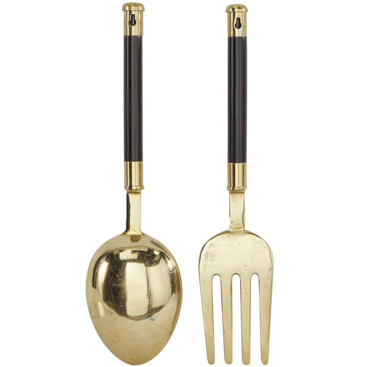 Aluminum Metal Utensils Spoon and Fork Home Wall Decor - Set of 2 Gold - Roche River Decor