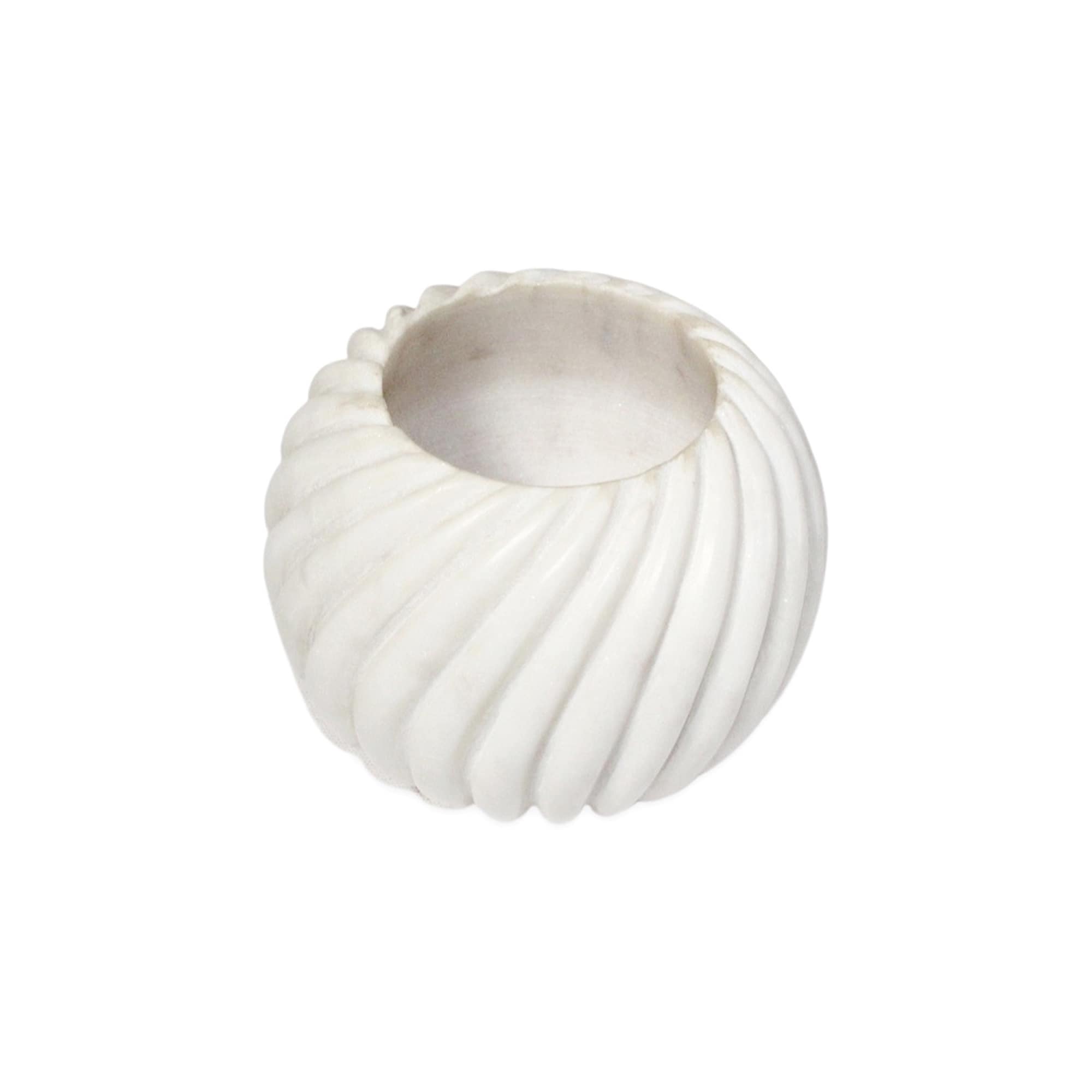 White Mable Carved Votive - A