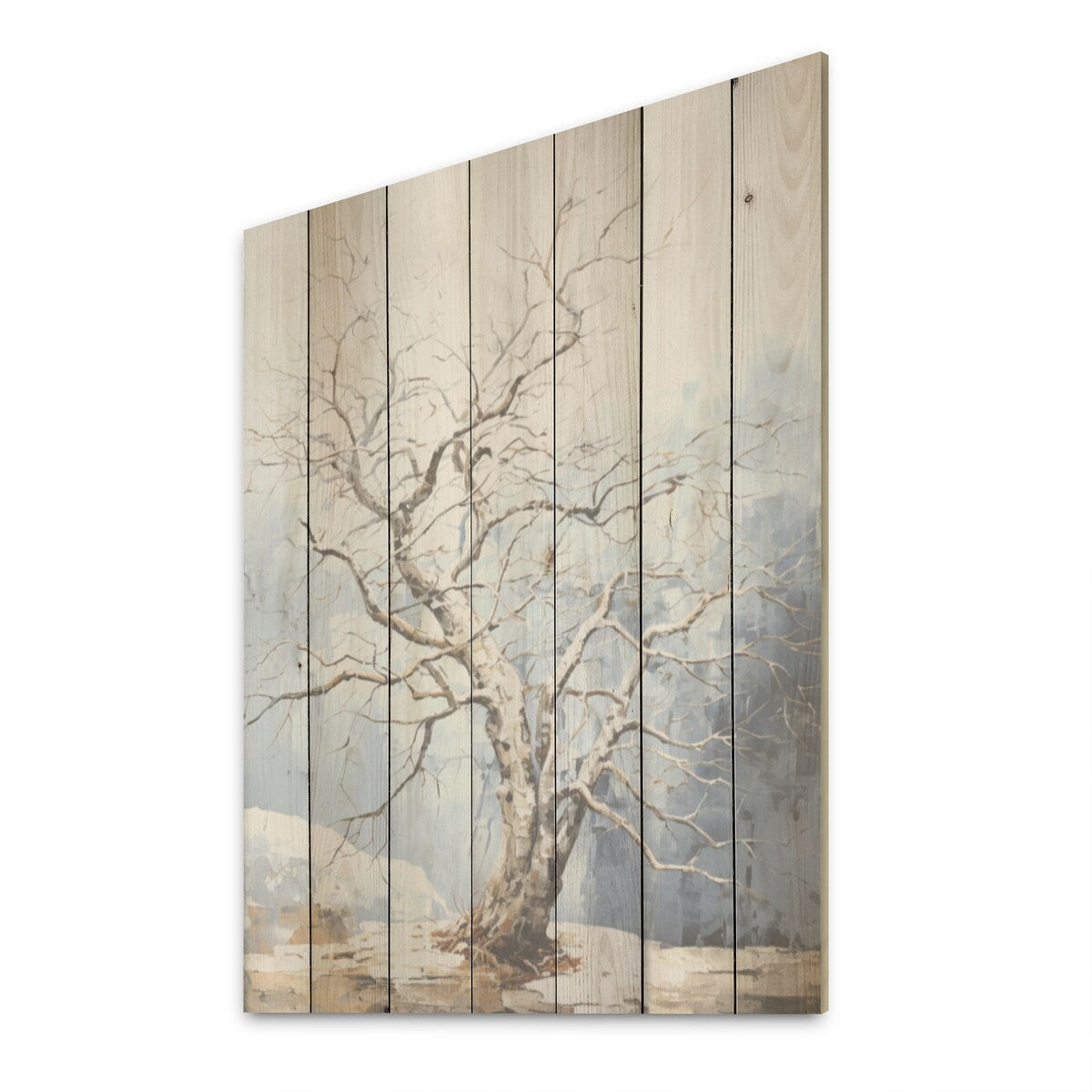 Designart Abstract Expression Of A Mystic Oak Tree I Tree Oak Wood Wall Decor - Grey Wood Panel On Natural Pine Wood