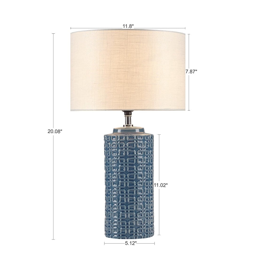 Gracie Mills Litzy Blue Geometric Ceramic Table Lamp - 11.81 Dia x 20.08H 5.12 Dia