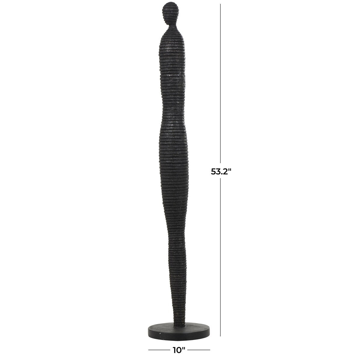 Polystone People Tall Slim Figure Decorative Sculpture with Ribbed Body and Glitter Accents - Black - Roche River Decor