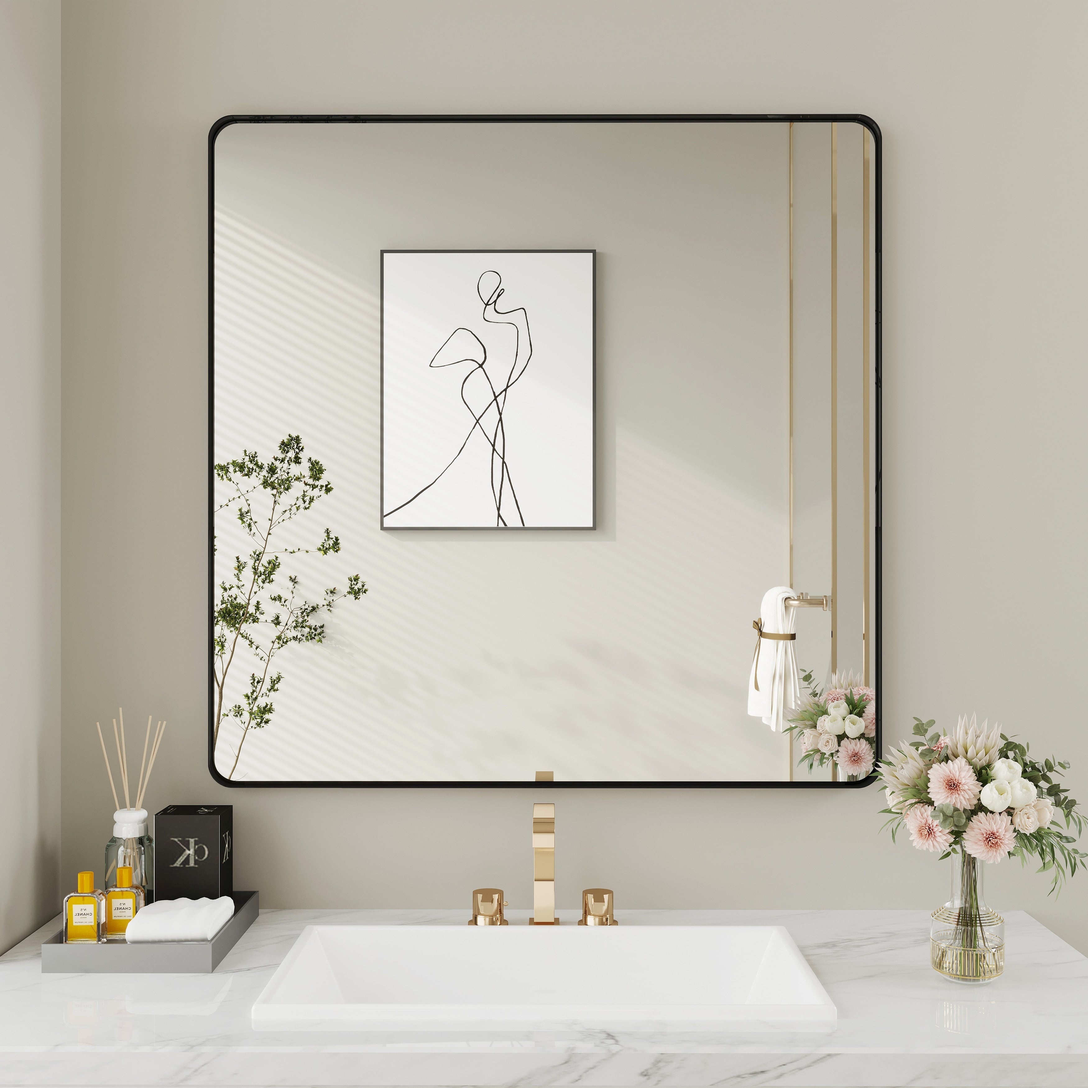 QuivaraView Rectangular Aluminum Framed Bathroom Vanity Mirror