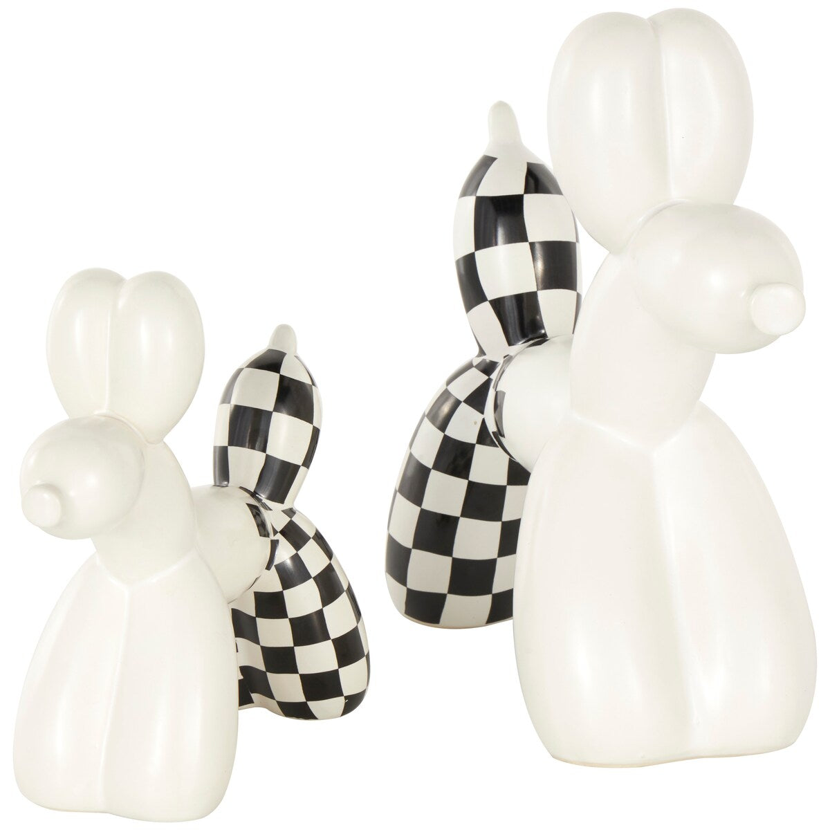 Porcelain Ceramic Dog Balloon Sculpture - Set of 2 Gold, White, black, Silver or Multi Colored - Roche River Decor