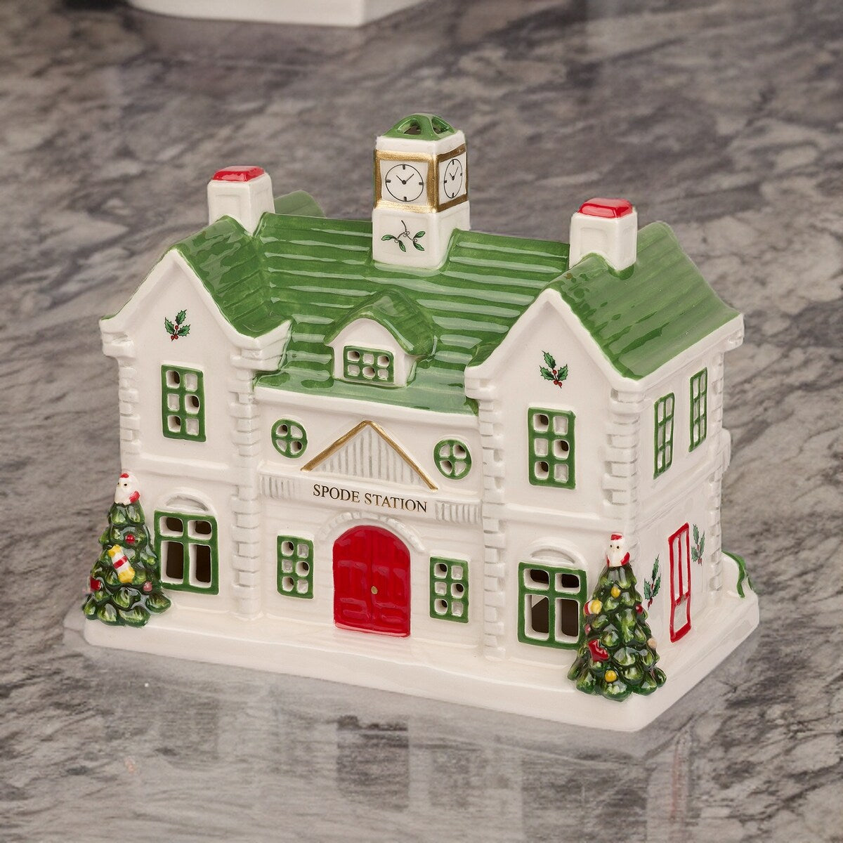 Spode Christmas Tree Village Train Station Miniature