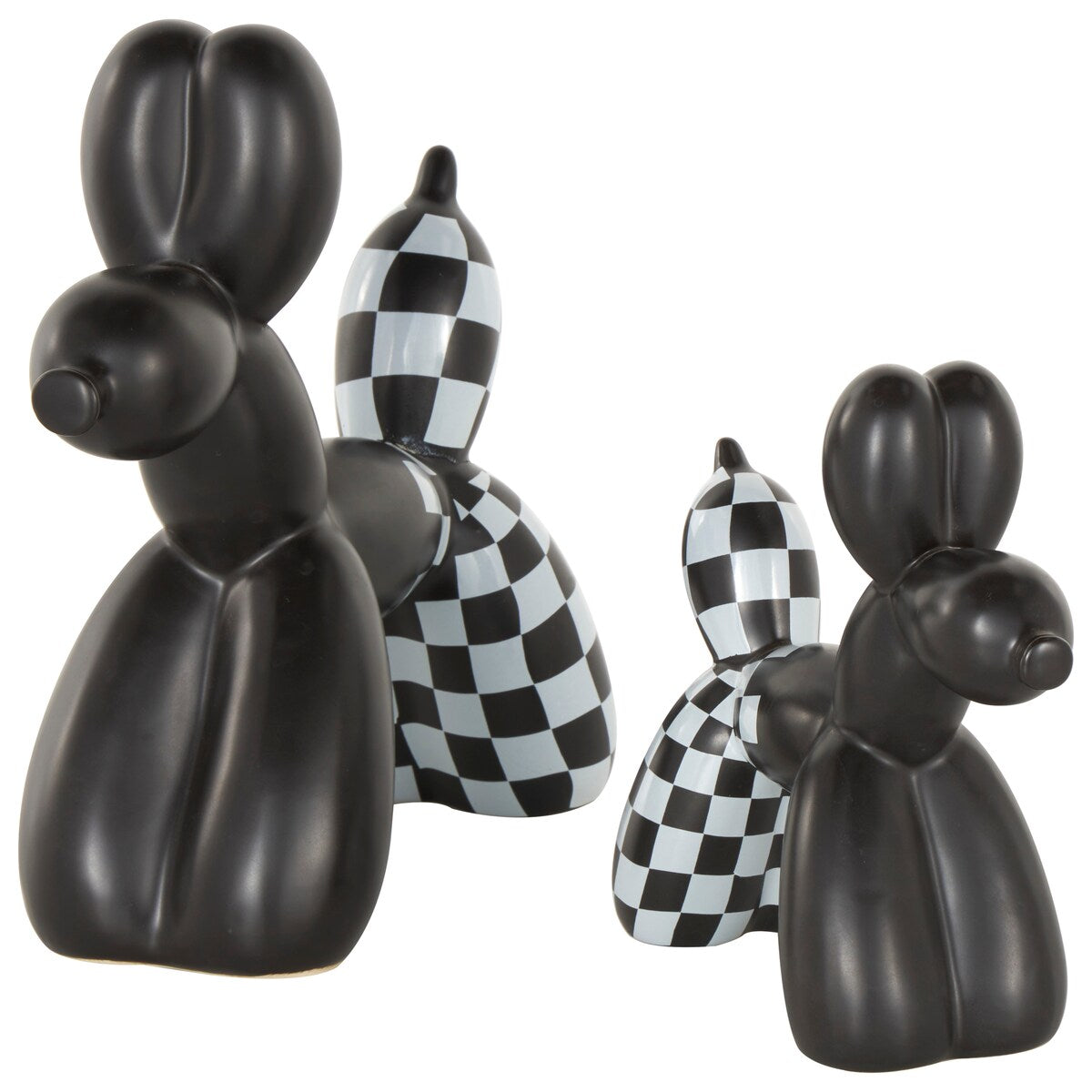 Porcelain Ceramic Dog Balloon Sculpture - Set of 2 Gold, White, black, Silver or Multi Colored - Roche River Decor