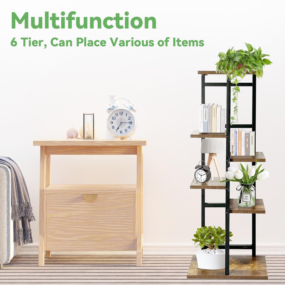 6-Tier Wooden Potted Plant Display Shelves