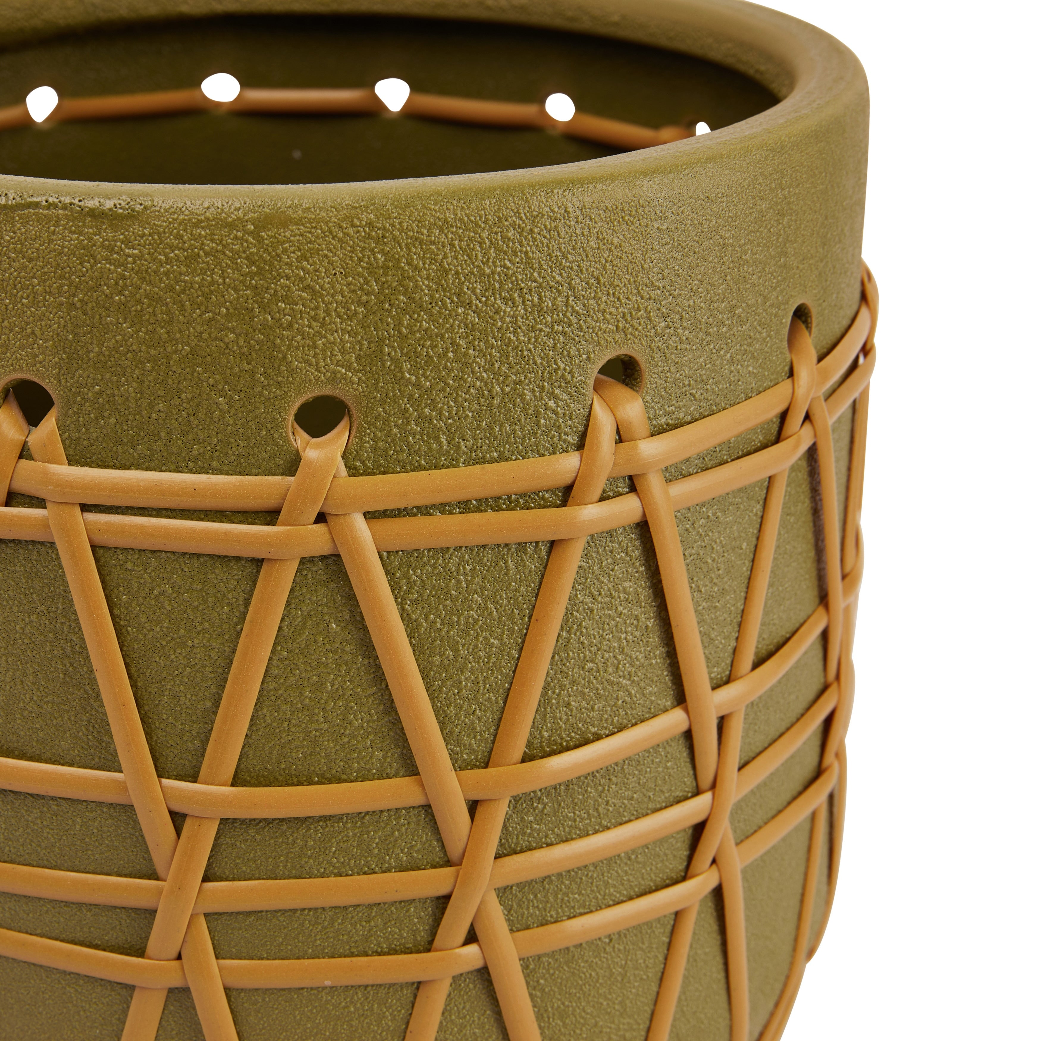 Stoneware Planter with Woven Design - 10.4L x 10.4W x 9.9H