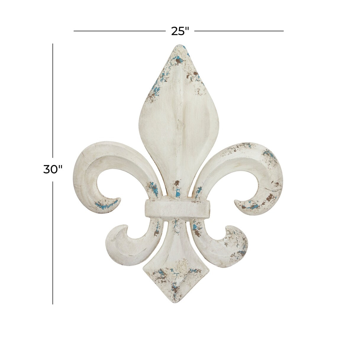 Metal Fleur De Lis Home Wall Decor with Blue and Brown Distressing - White - Roche River Decor